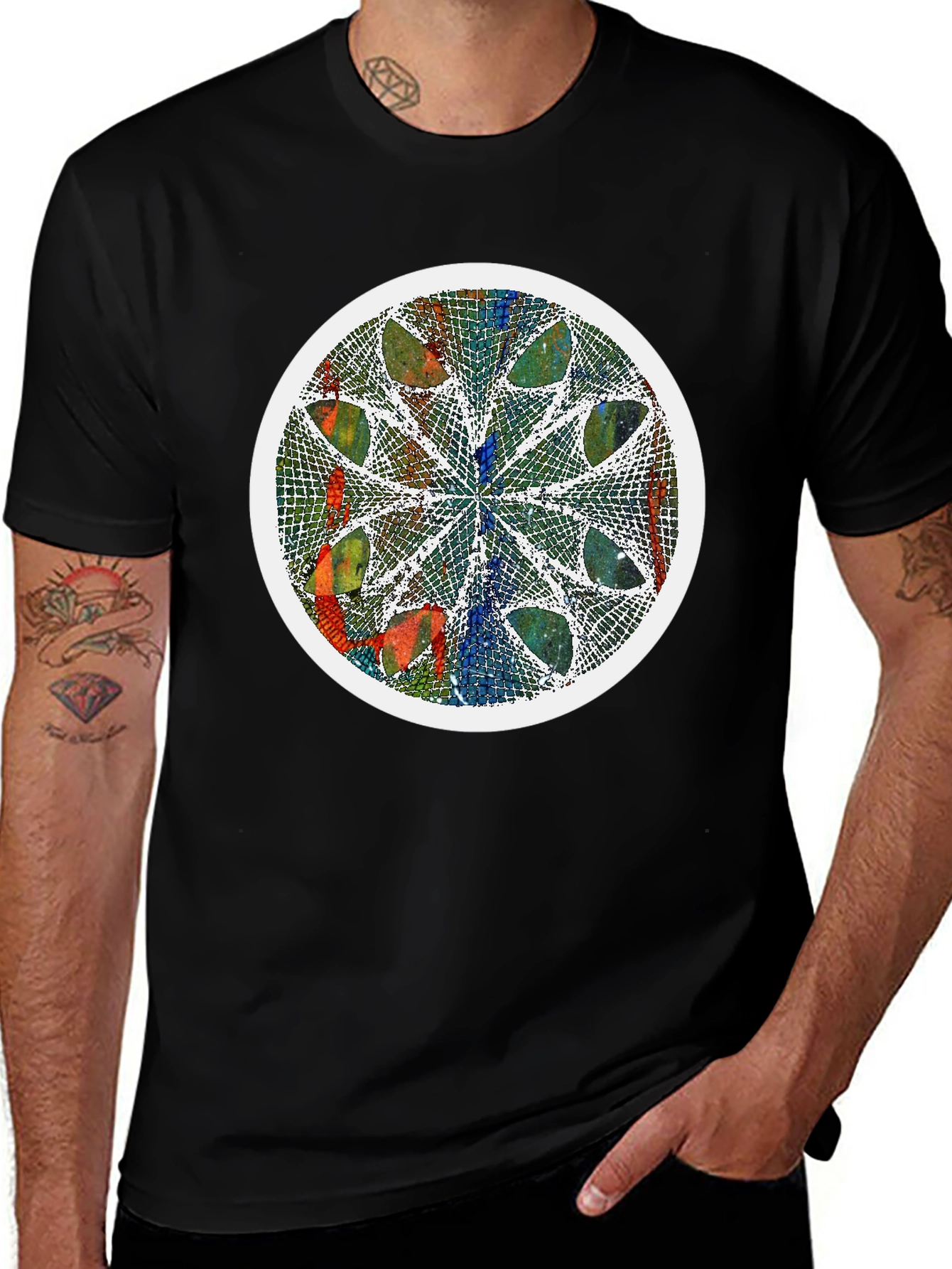 Variant 5 of Abstract Art Graphic Tee - Modern Mandala Design