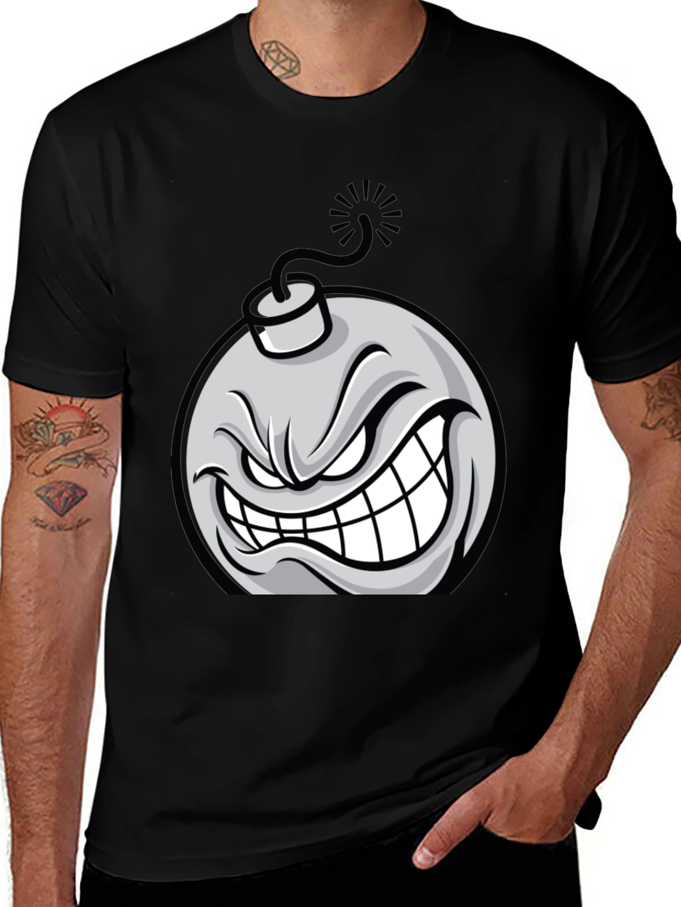 Variant 21 of Angry Bomb Graphic Tee - Black Cotton T-Shirt