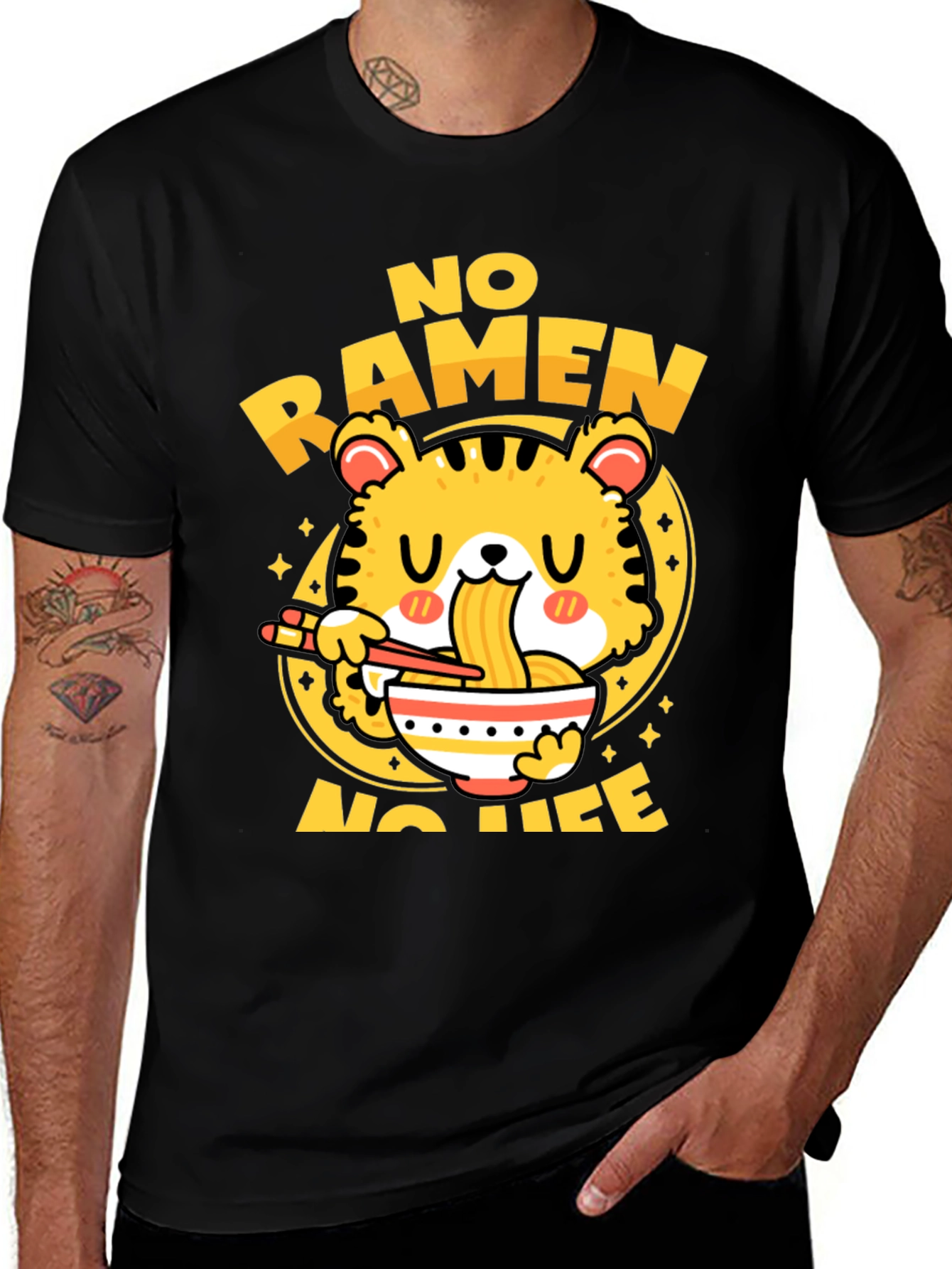 Variant 21 of No Ramen No Life Graphic Tee - Black Cotton T-Shirt