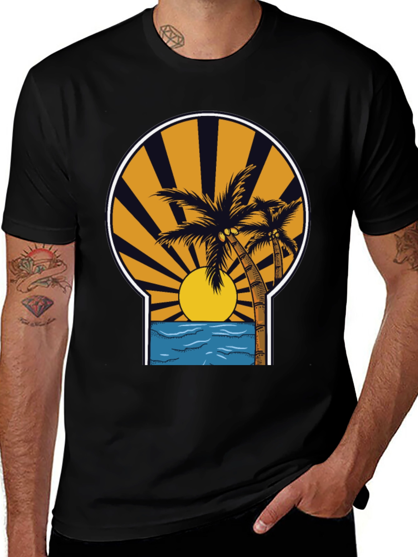 Variant 26 of Palm Tree Sunset Graphic Tee