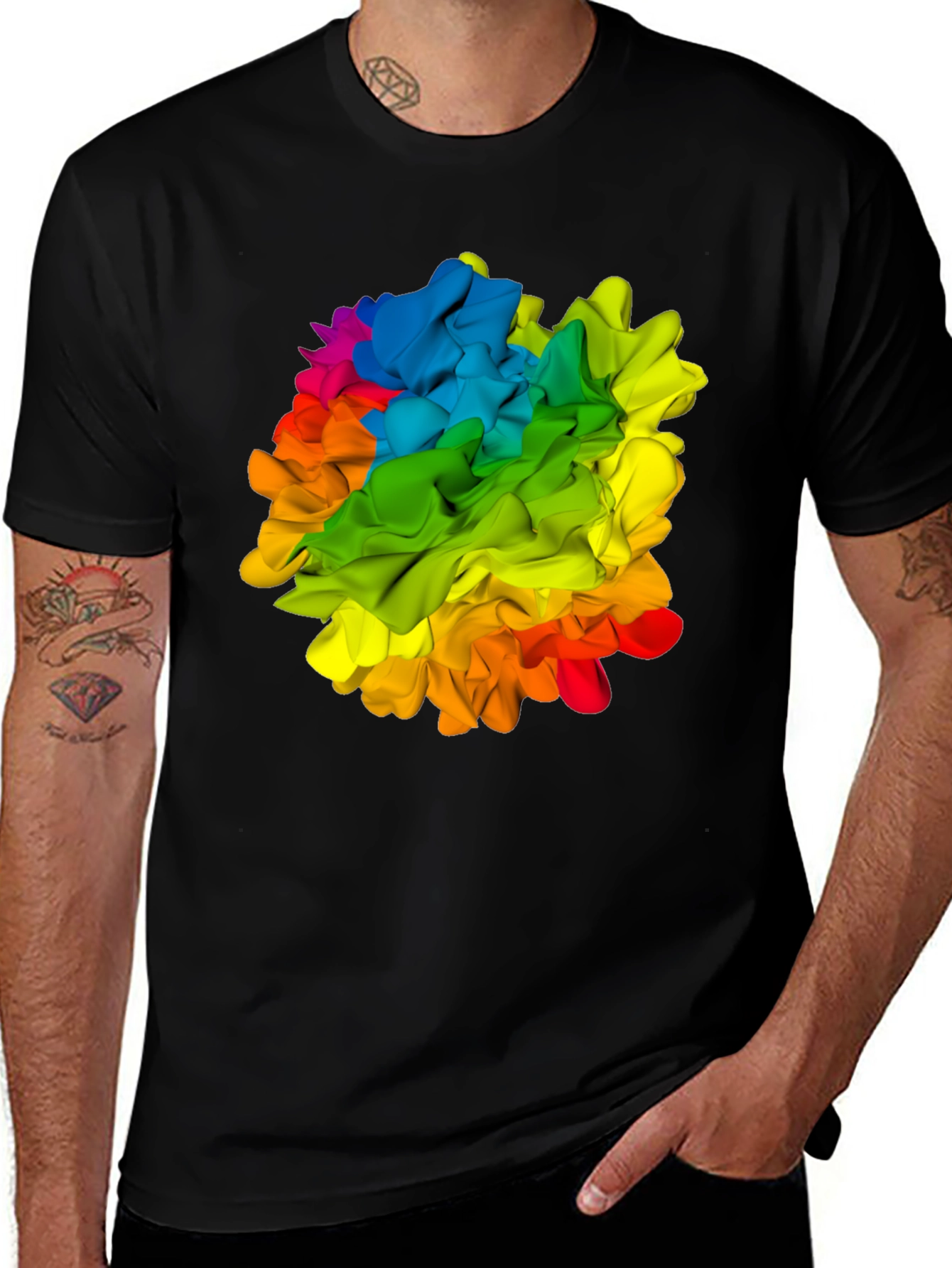 Variant 6 of Rainbow Swirl Graphic Tee - Colorful Abstract Design