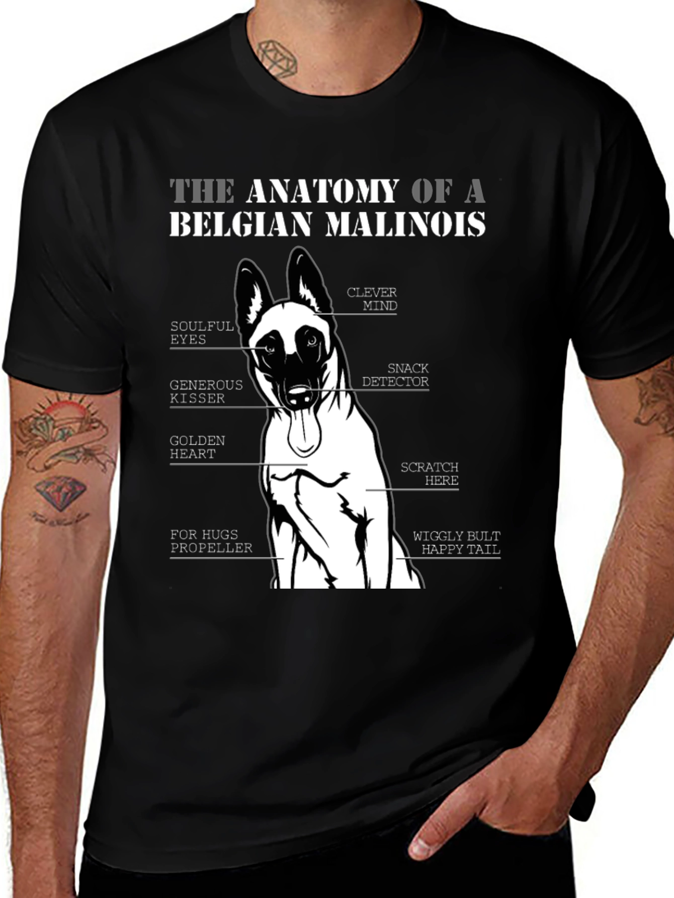 Anatomy of a Belgian Malinois Dog T-Shirt