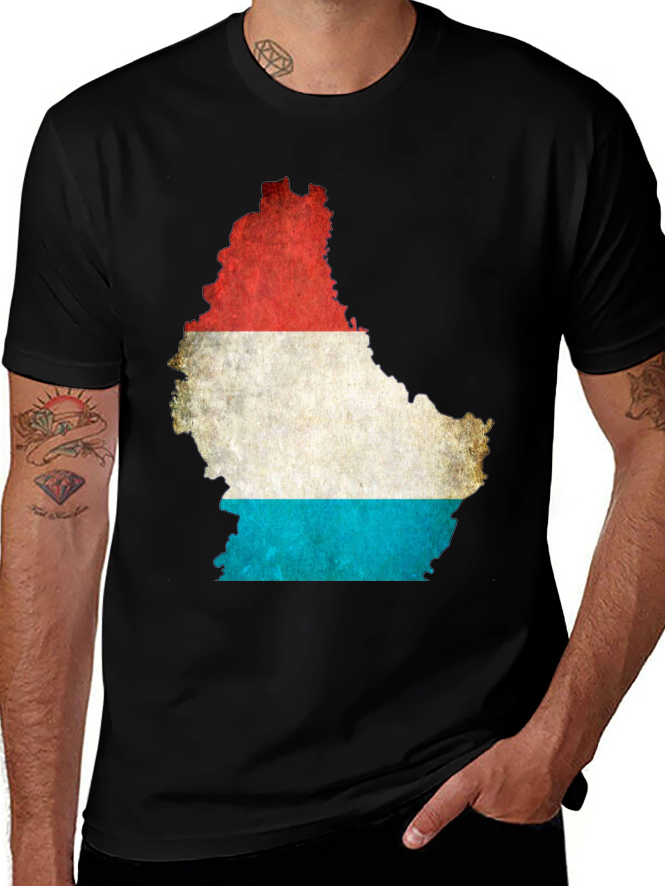 Luxembourg Flag Map Graphic T-Shirt