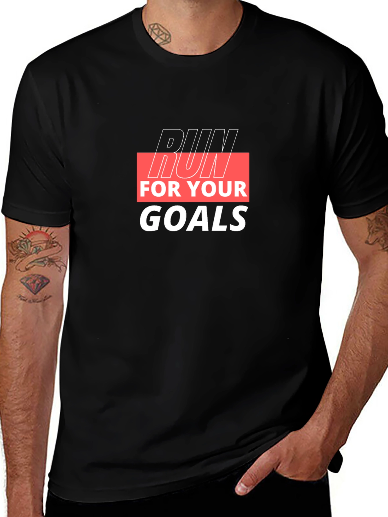 Run For Your Goals Black Graphic Tee