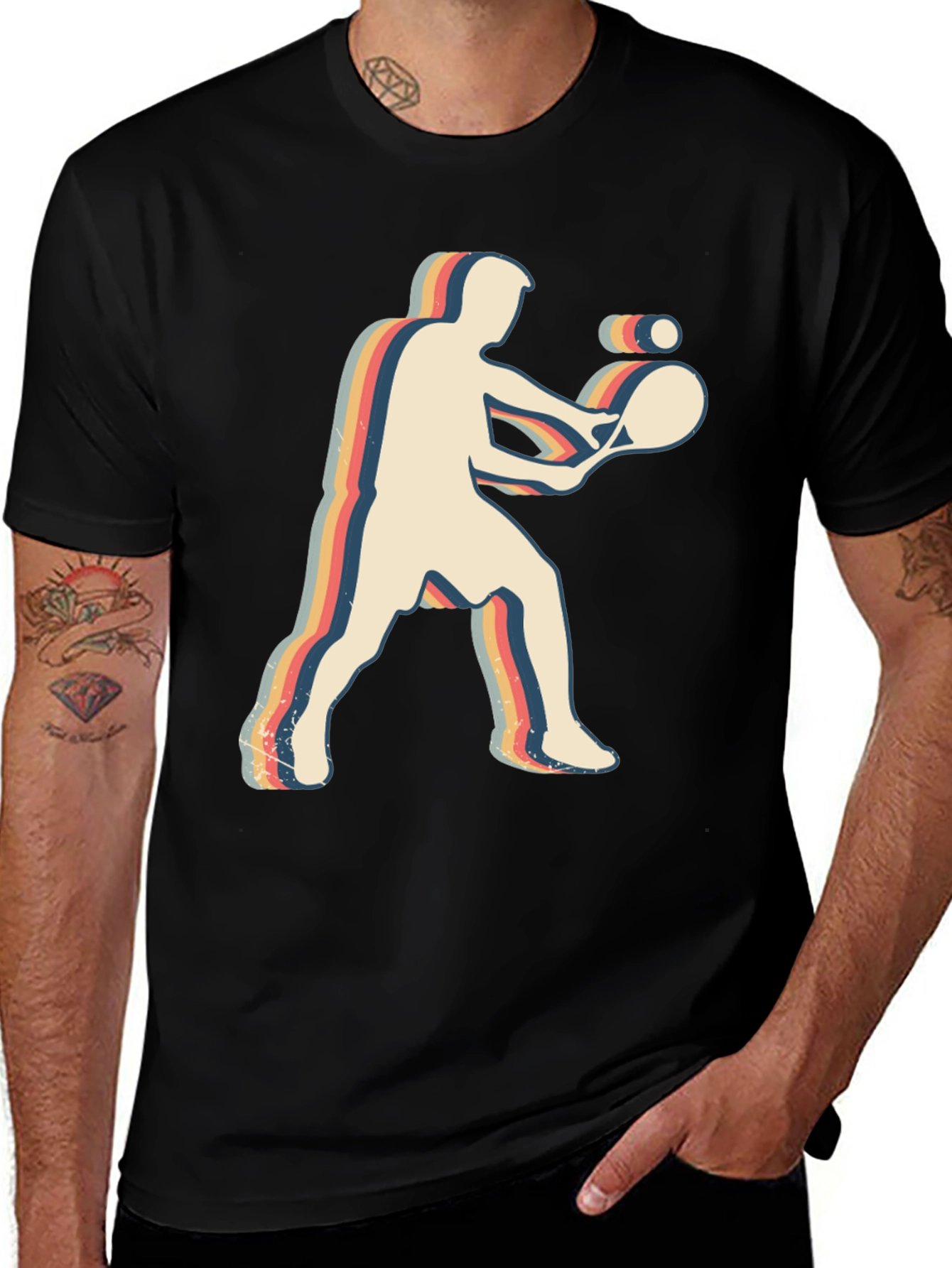 Variant 22 of Retro Tennis Player Graphic T-Shirt