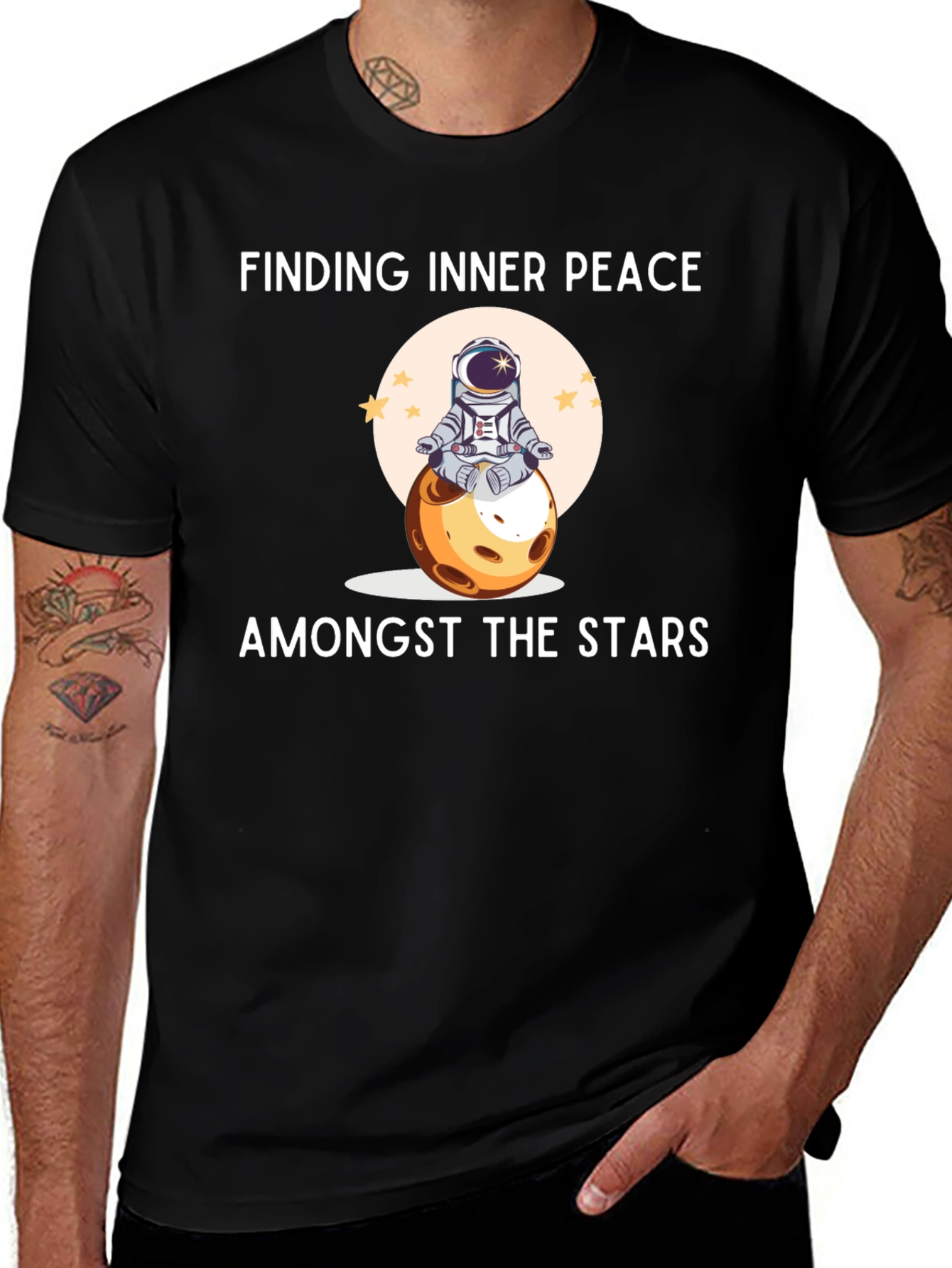Variant 24 of Finding Inner Peace Among the Stars Black T-Shirt