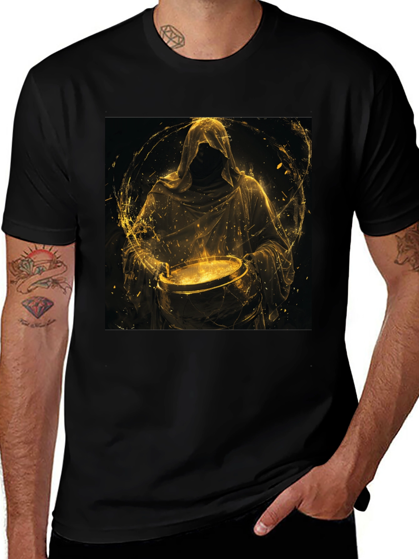 Variant 13 of Mystic Gold Cauldron Black T-Shirt - Unisex