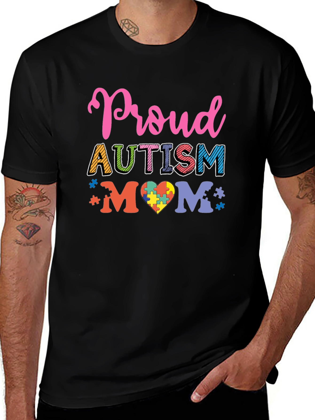 Variant 5 of Proud Autism Mom T-Shirt - Awareness Tee