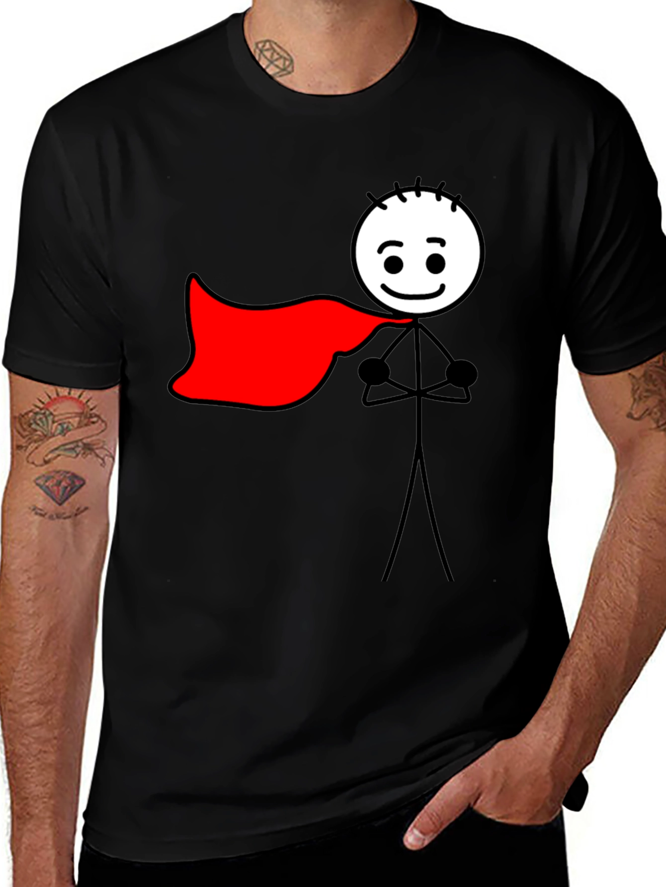 Variant 11 of Superhero Stick Figure Black T-Shirt