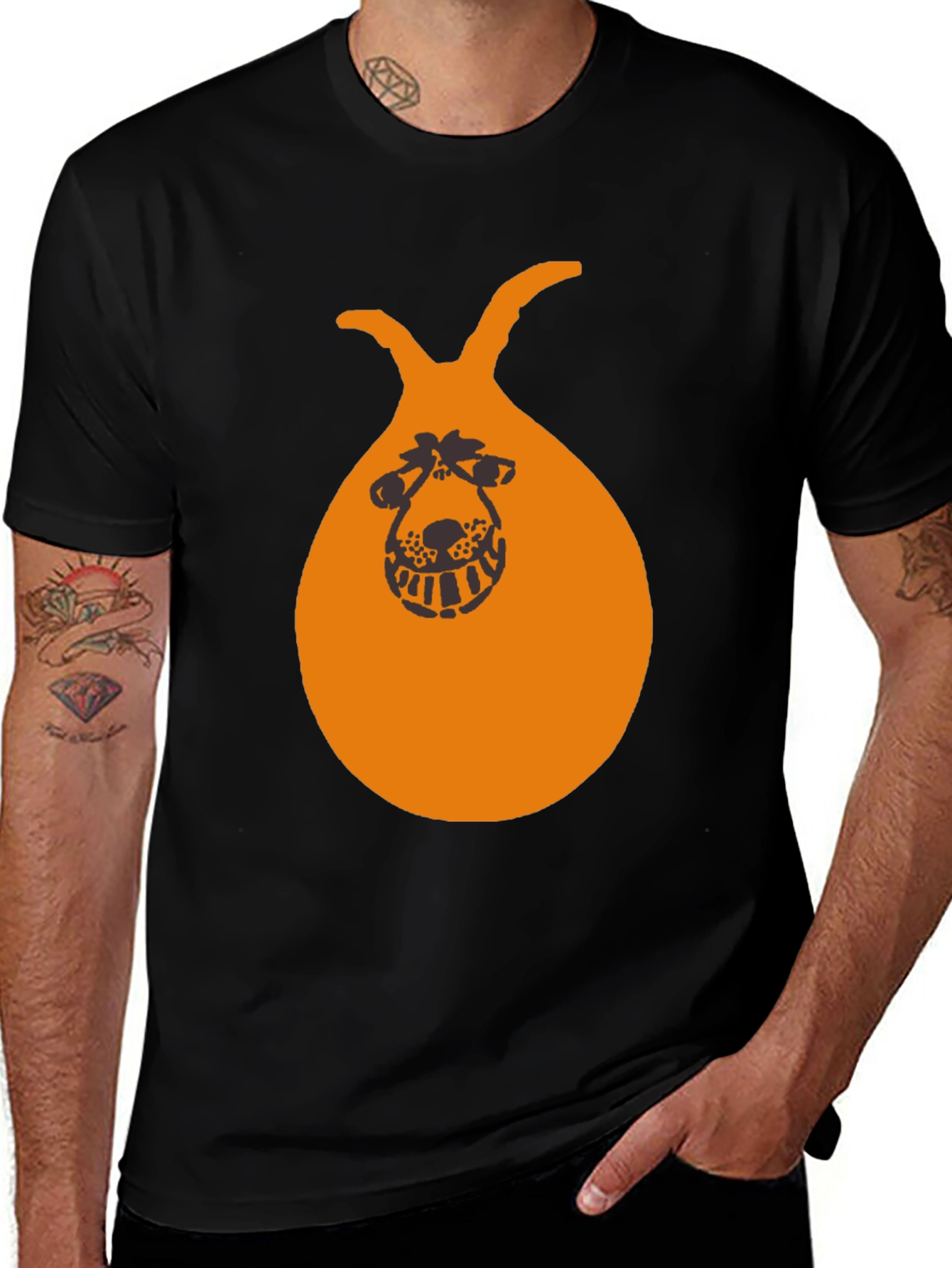 Variant 18 of Funny Hopper Ball Graphic Tee - Black Cotton T-Shirt