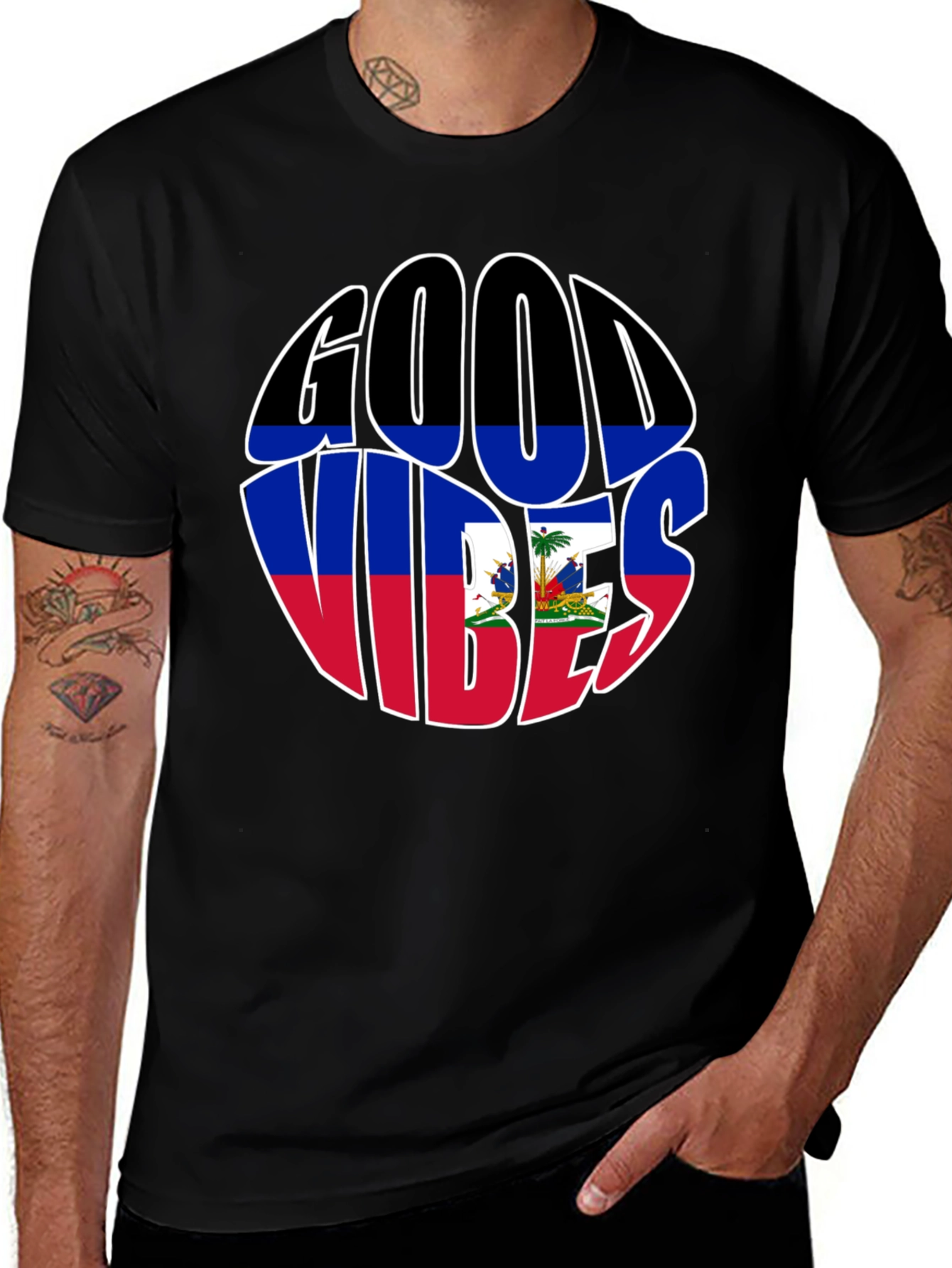 Haiti Flag Good Vibes T-Shirt