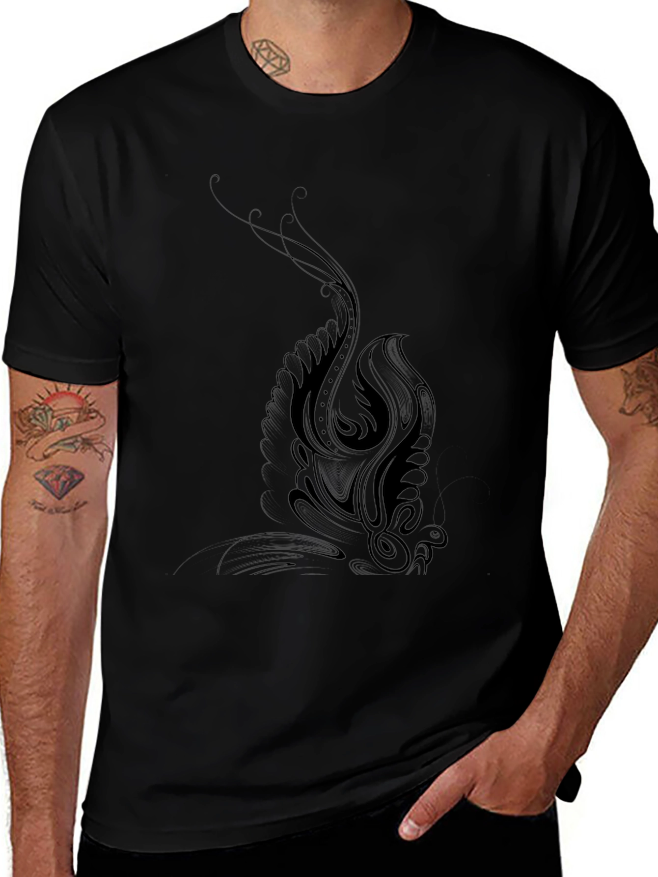 Black Phoenix Graphic Black T-Shirt for Men main image
