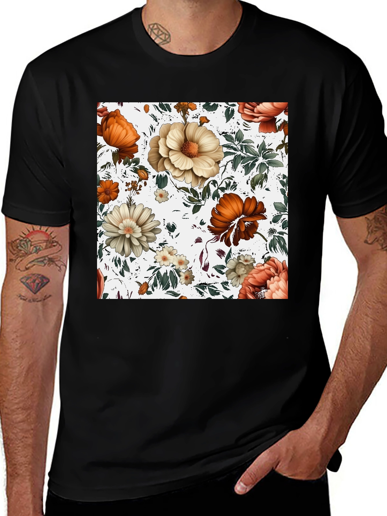 Variant 29 of Floral Print Crew Neck Tee