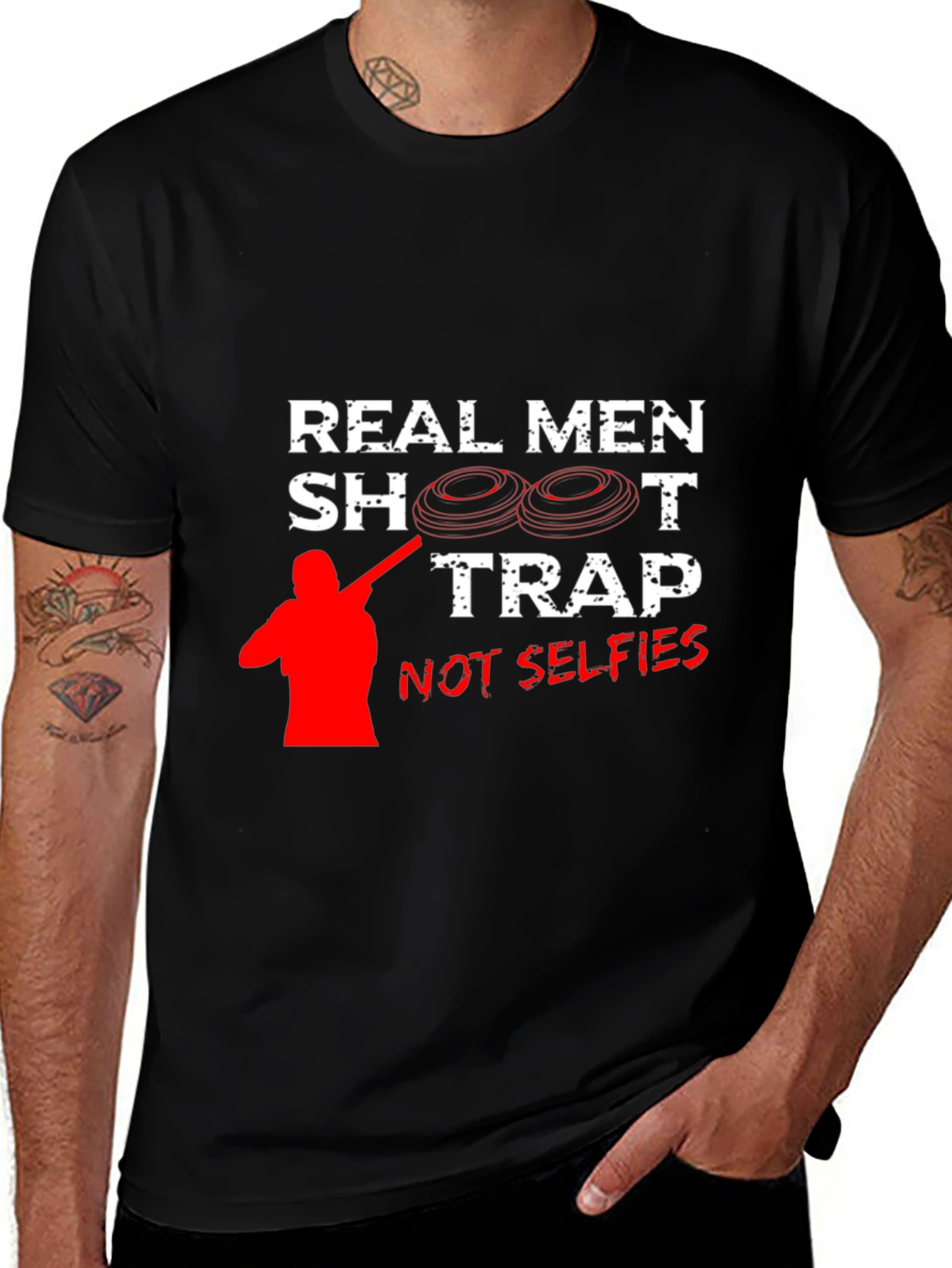 Real Men Shoot Trap Black T-Shirt