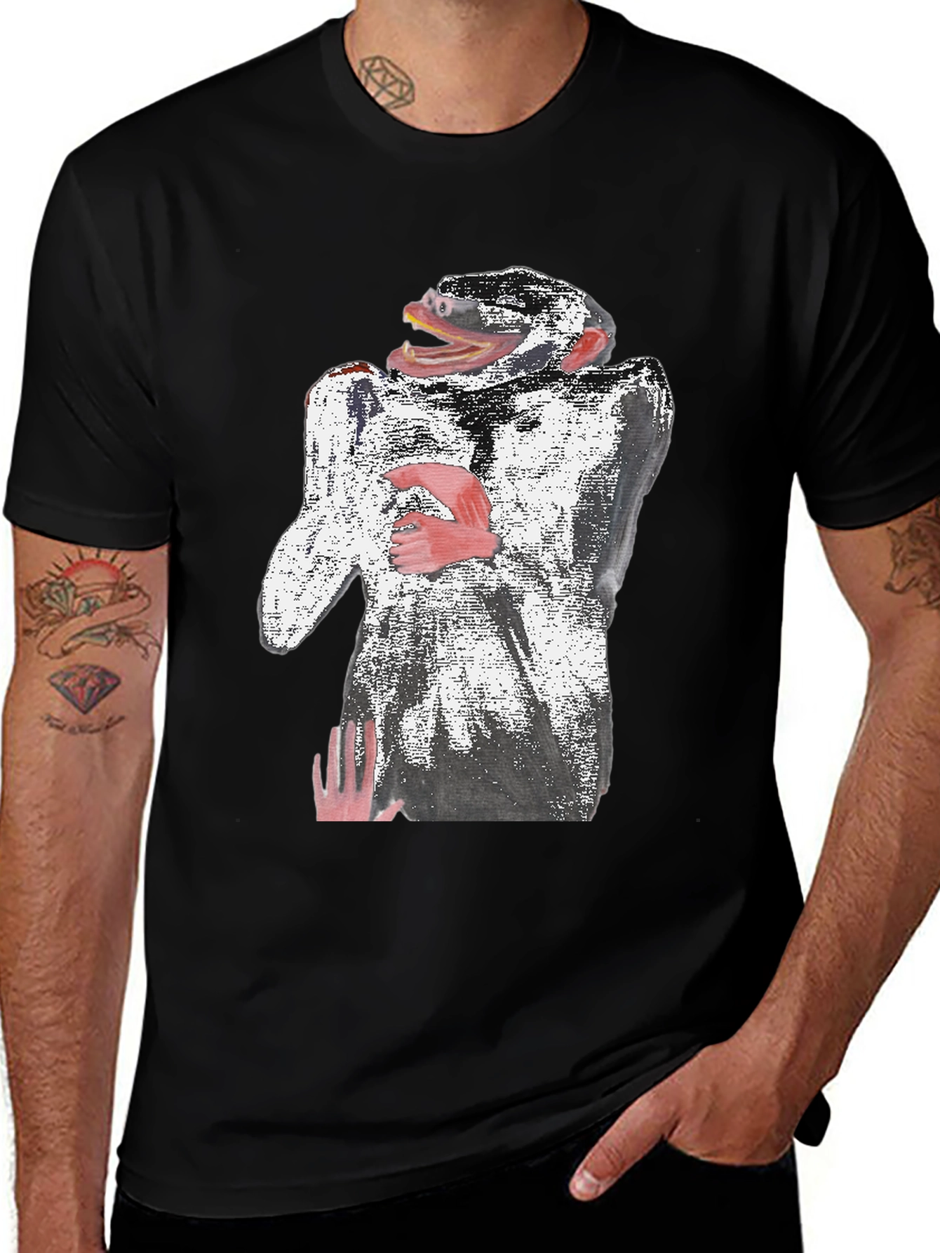 Variant 24 of Abstract Monkey Graphic Tee - Black