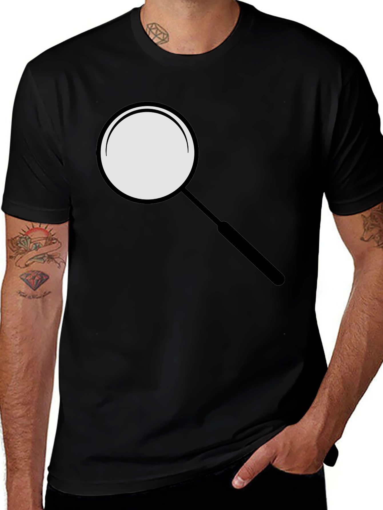 Variant 8 of Magnifying Glass Graphic Tee - Sleek Black T-Shirt