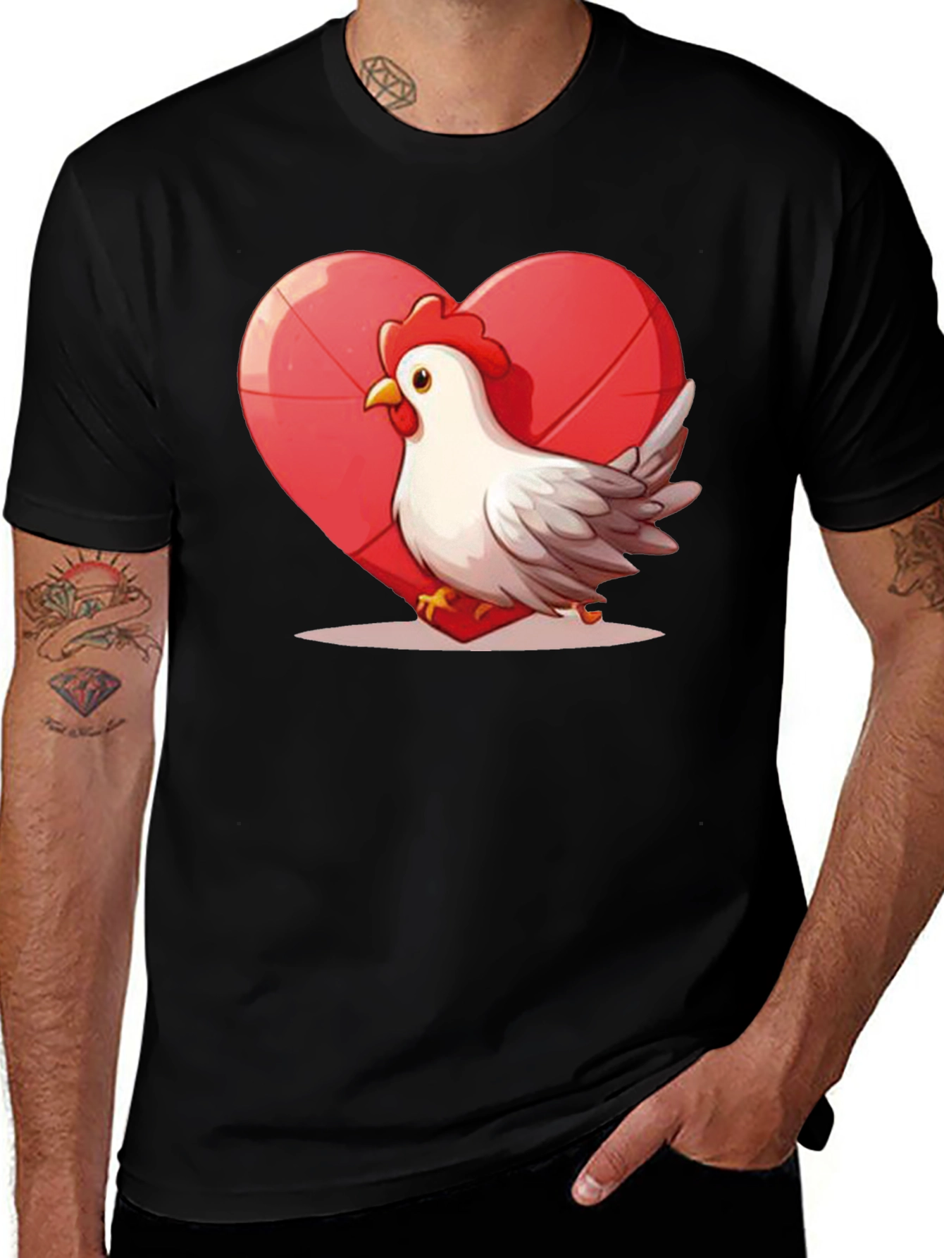 Variant 24 of Heart Chicken Graphic T-Shirt - Cute Valentine's Day Tee