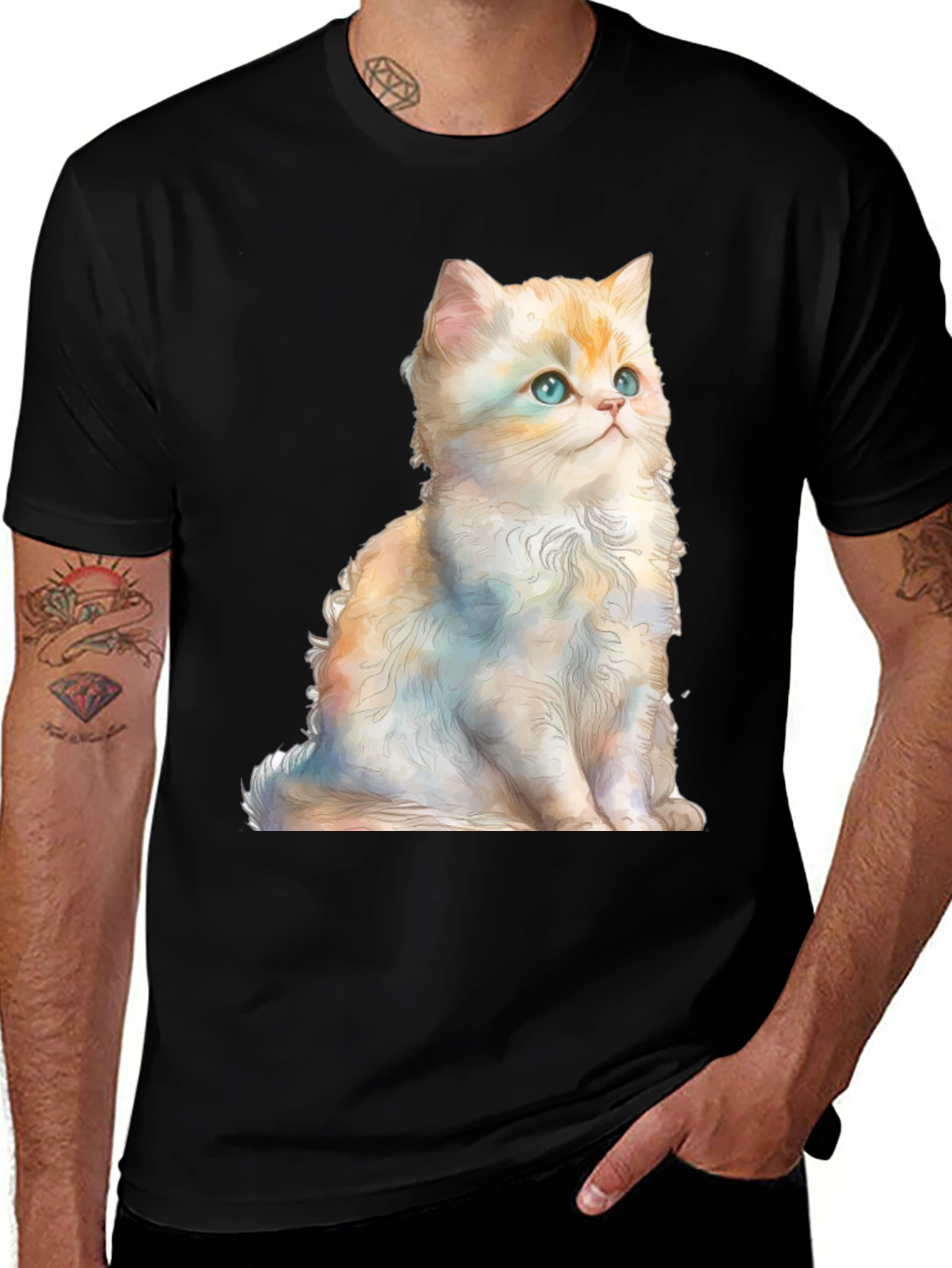 Variant 18 of Cute Kitten Graphic Tee - Soft Black Cotton Shirt
