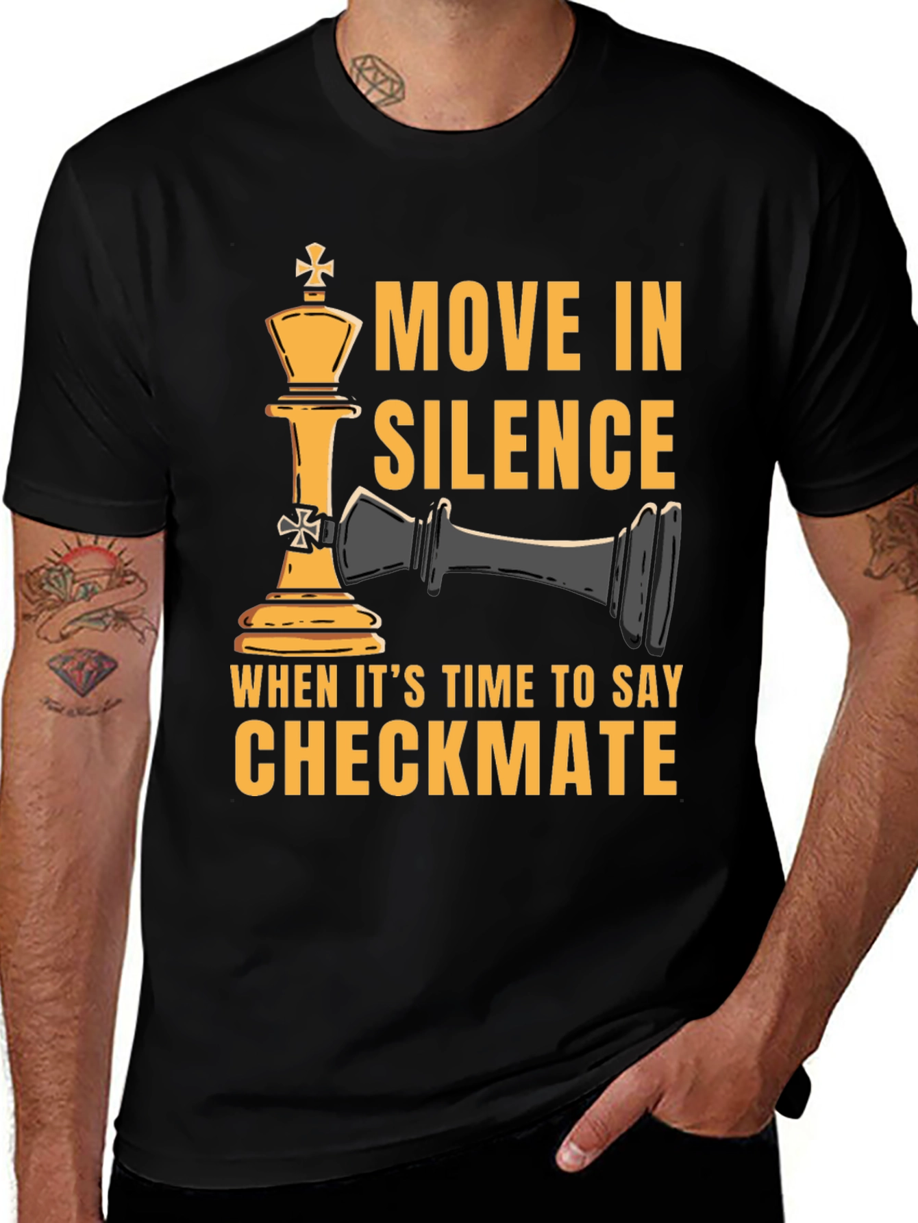 Black Move In Silence Chess Graphic T-Shirt main image