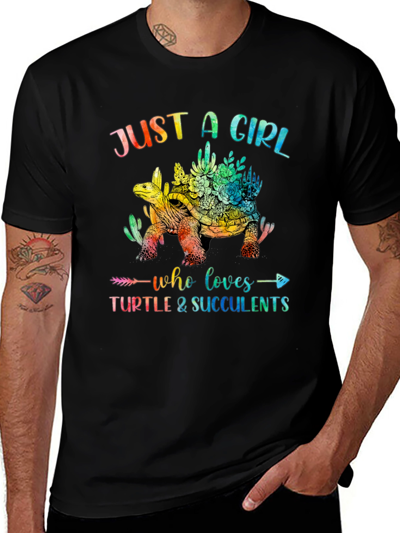 Variant 22 of Girl's Turtle and Succulent Graphic Tee