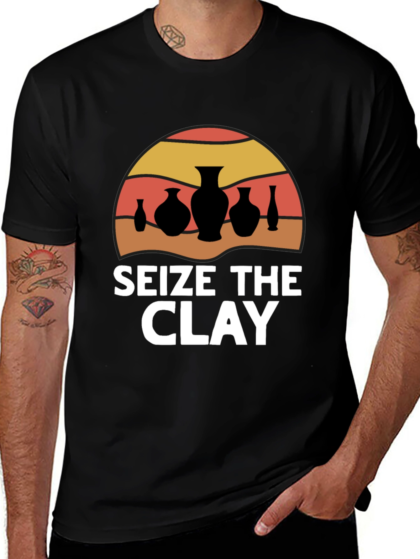 Seize The Clay T-Shirt - Pottery Sunset Design