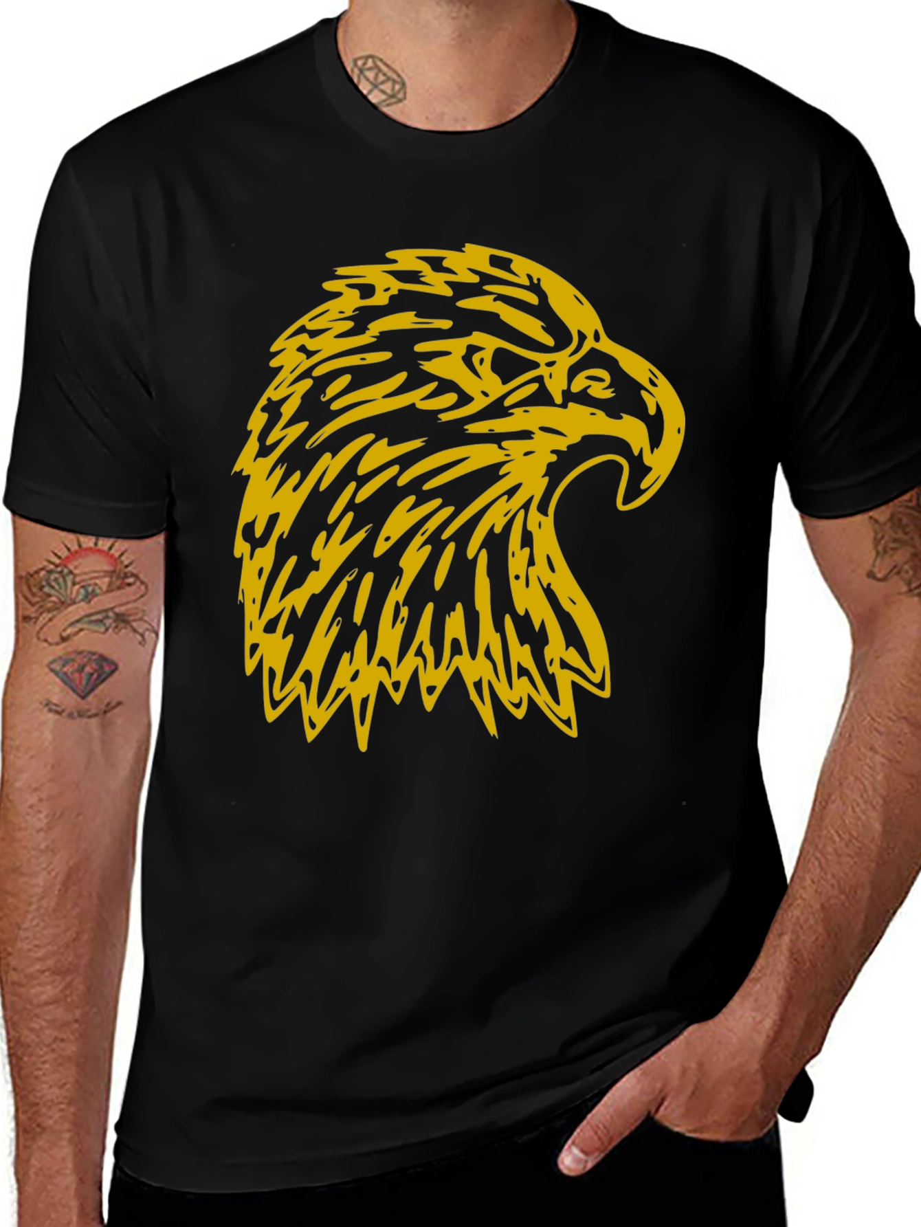 Variant 13 of Eagle Graphic Tee - Black Cotton Blend