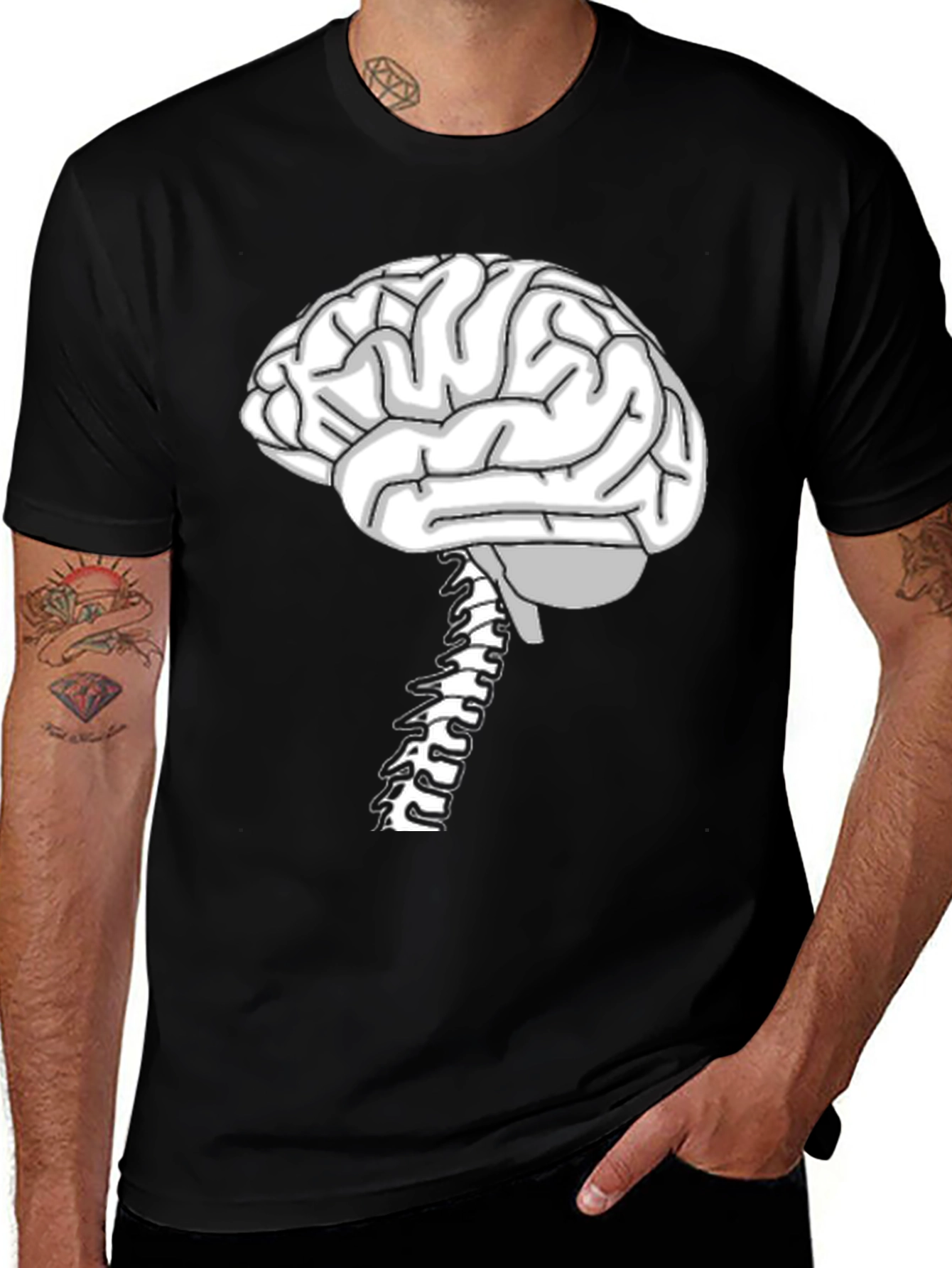 Brain & Spine Anatomy T-Shirt - Novelty Science Tee