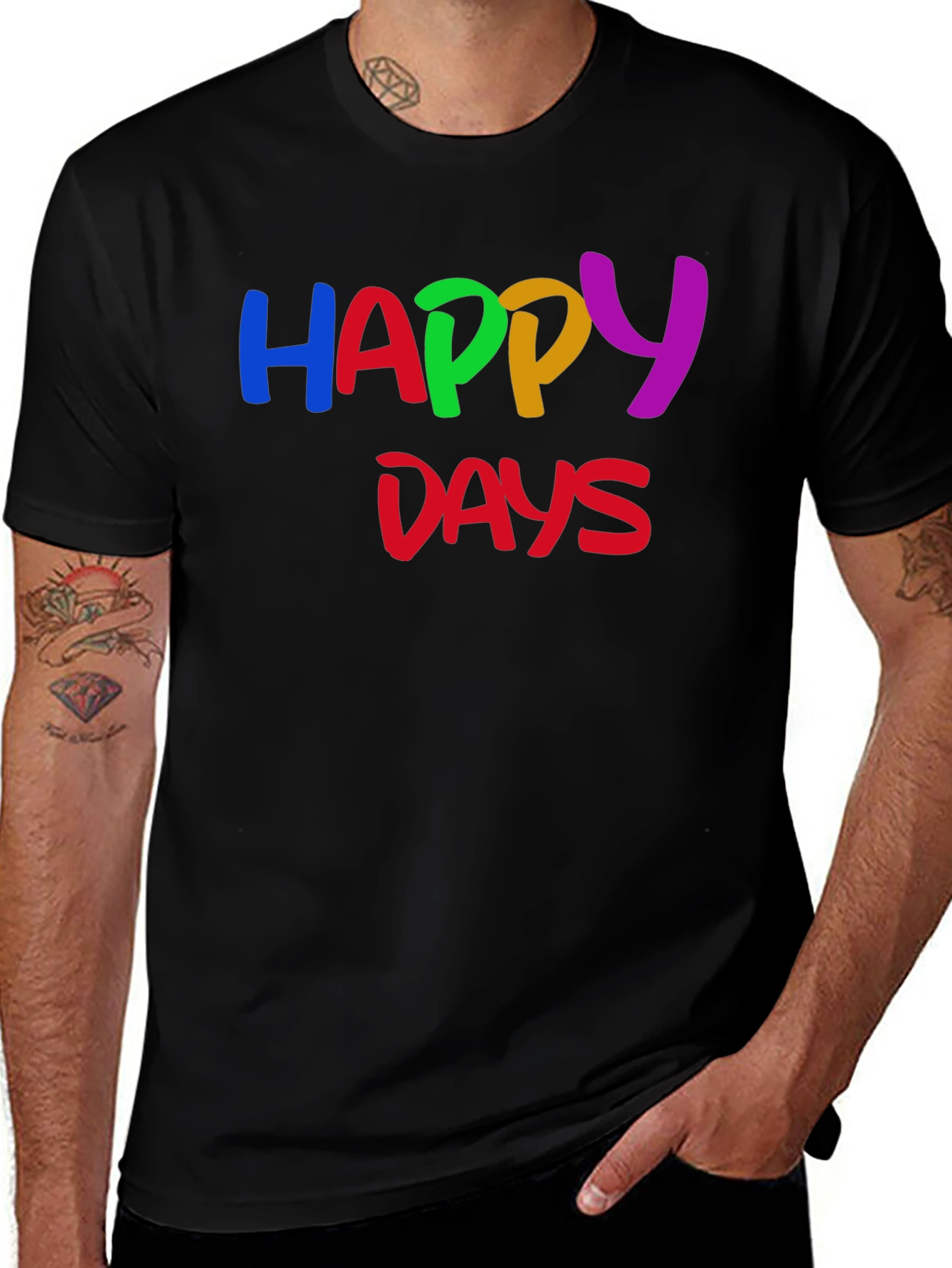 Variant 4 of Happy Days Graphic T-Shirt - Black Tee