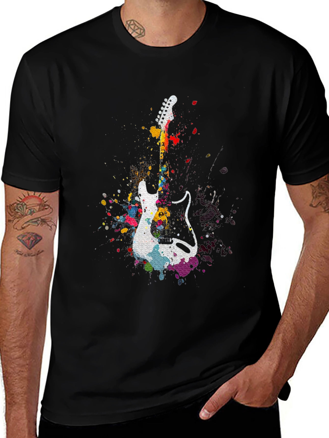 Guitar Splatter T-Shirt - Music Lover Tee