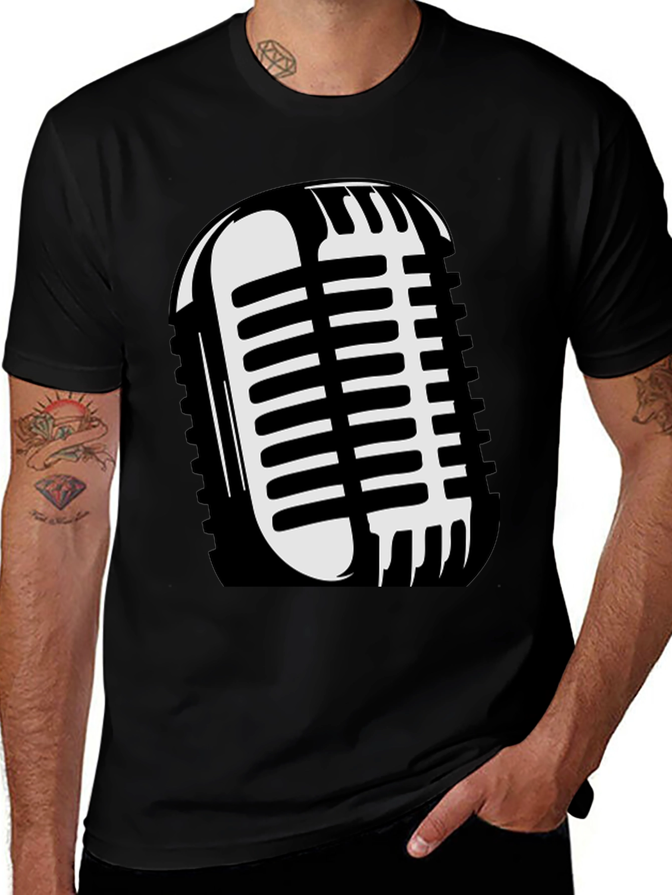 Variant 14 of Vintage Microphone Graphic Tee - Retro Music Lover T-Shirt