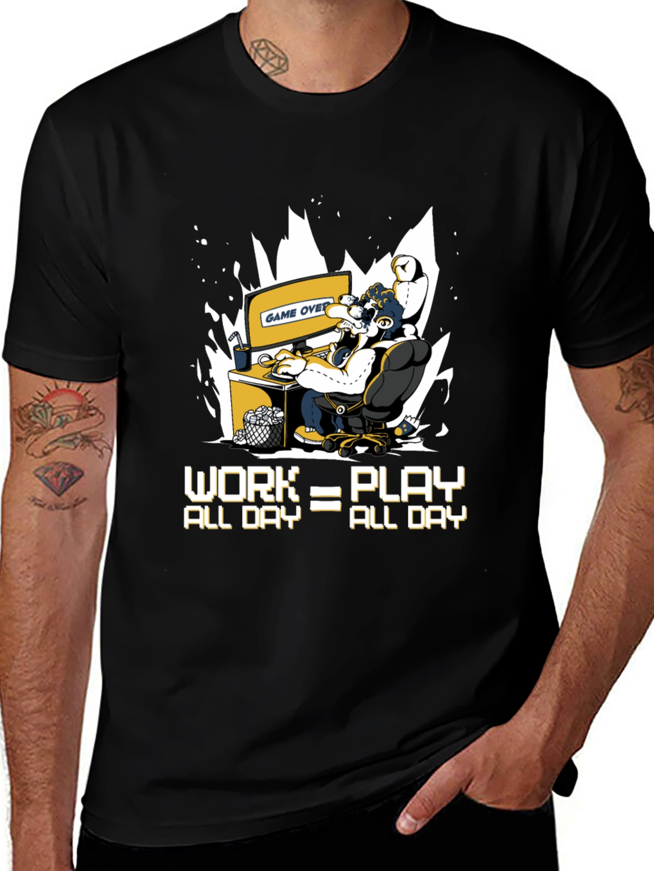 Variant 25 of Work Play All Day Black Graphic Tee