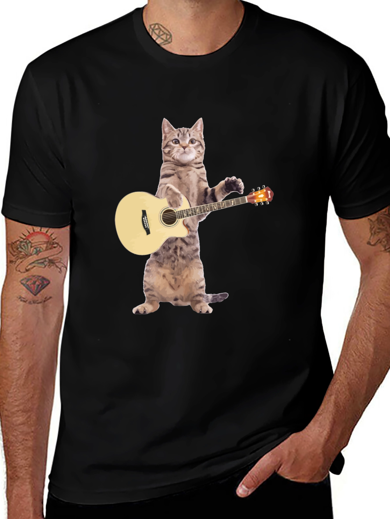 Variant 6 of Cat Playing Guitar Graphic T-Shirt