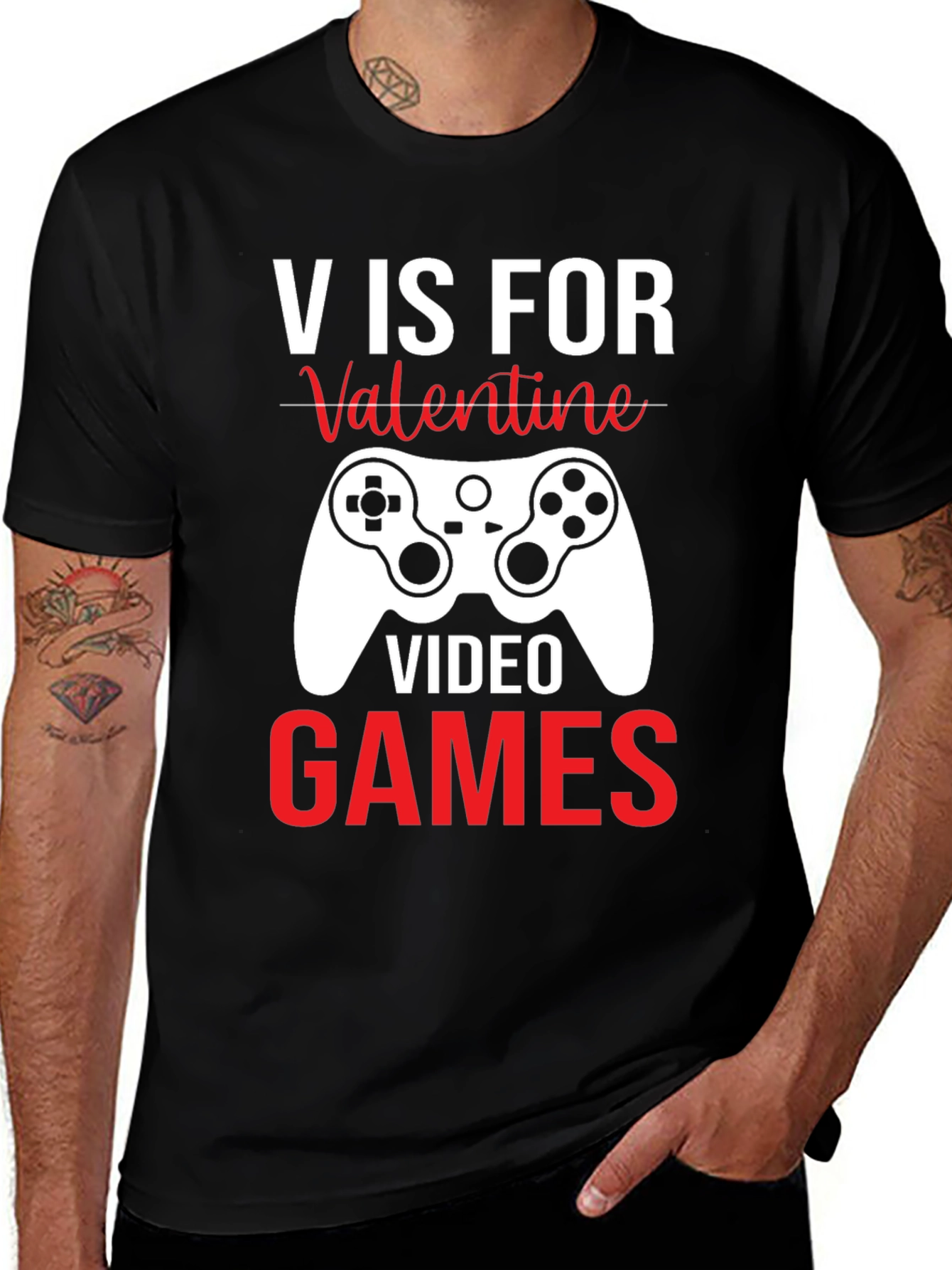 Valentine's Day Gamer T-Shirt - V is for Video Games