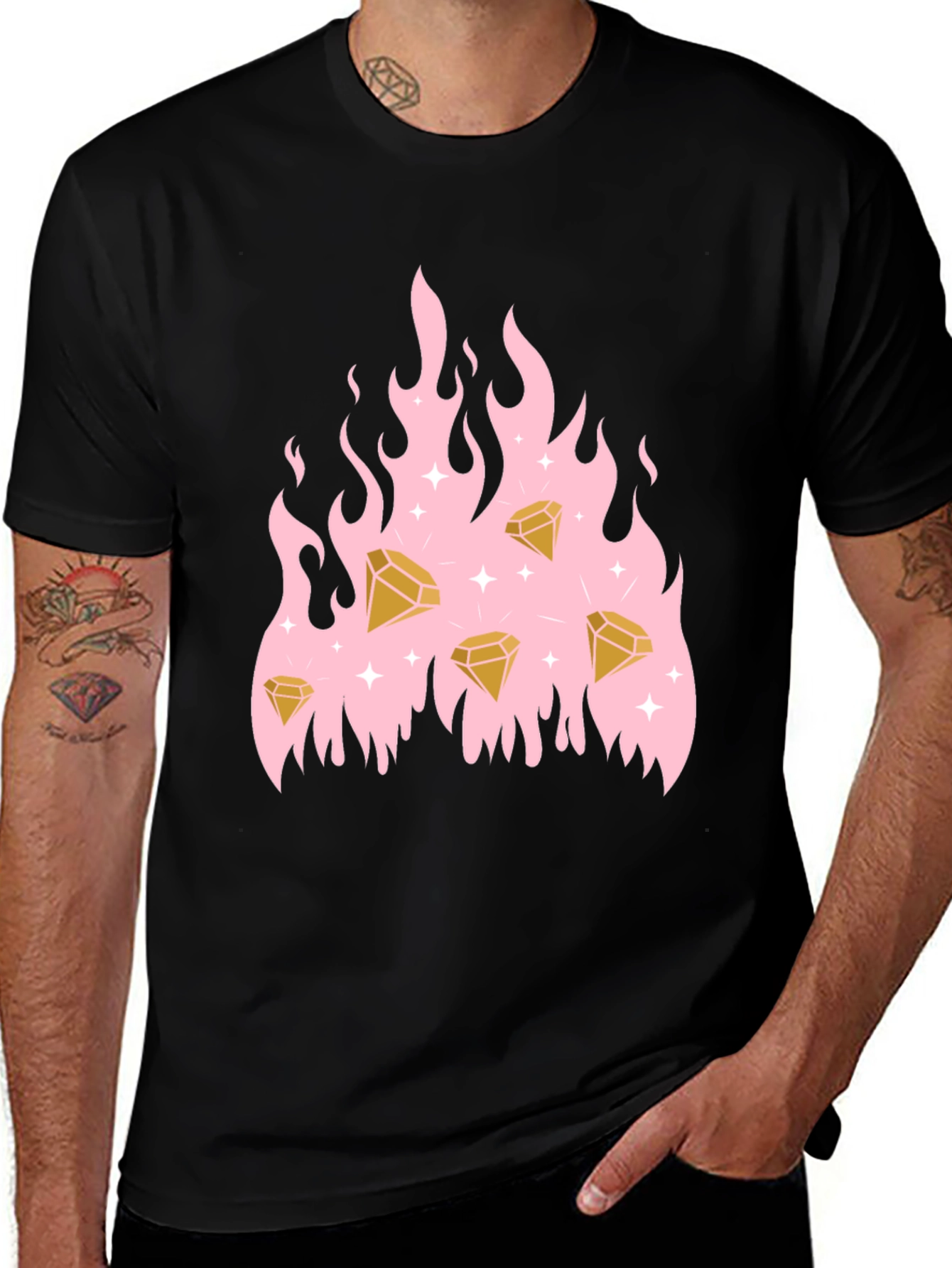 Variant 11 of Diamond Flames Graphic Tee - Black T-Shirt