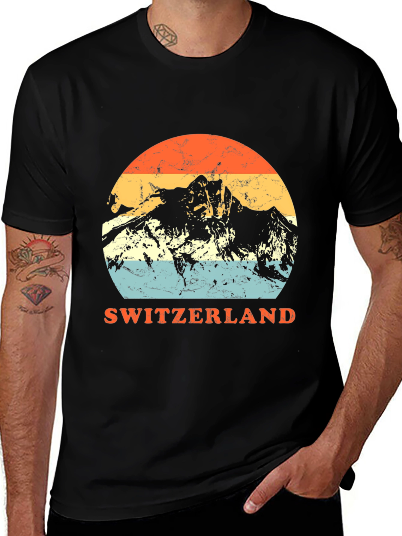 Variant 3 of Switzerland Mountain Retro T-Shirt