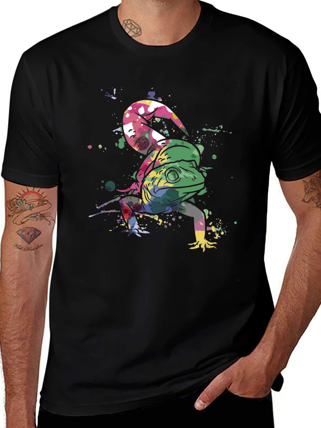 Variant 27 of Iguana Watercolor T-Shirt - Unique Animal Graphic Tee