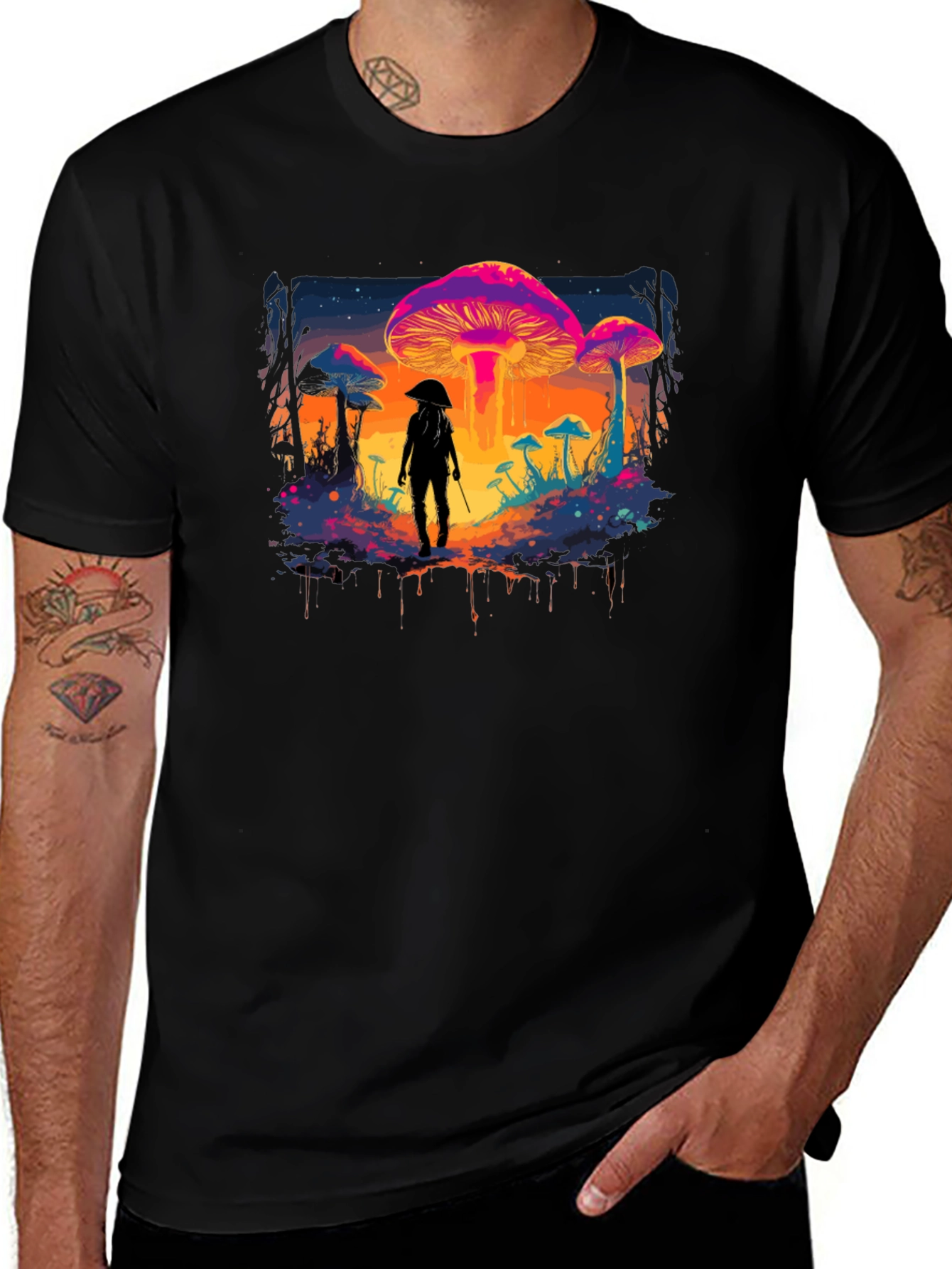 Variant 28 of Mushroom Trip T-Shirt - Colorful Psychedelic Design