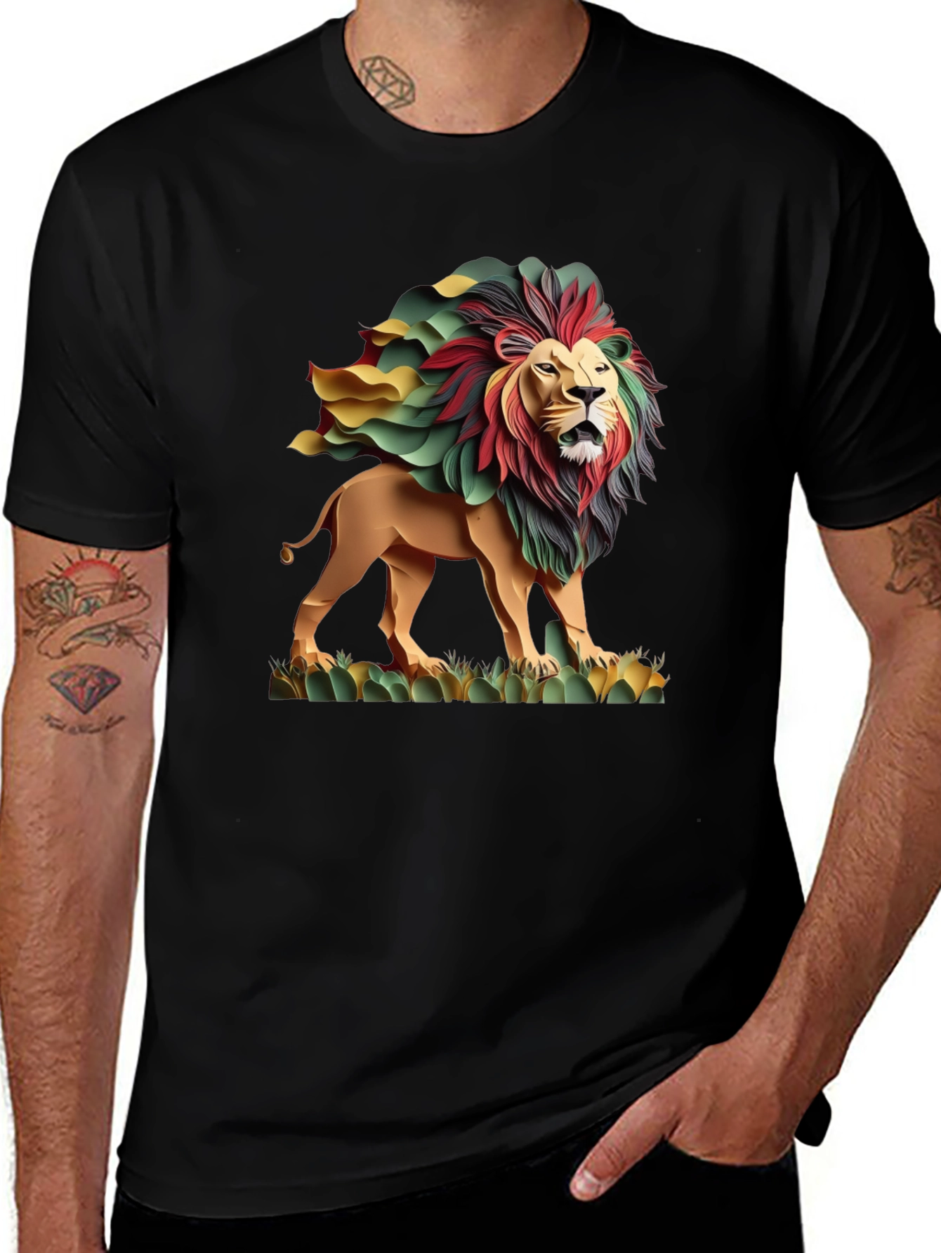 Variant 26 of Rasta Lion Graphic Tee - Cool Reggae Style