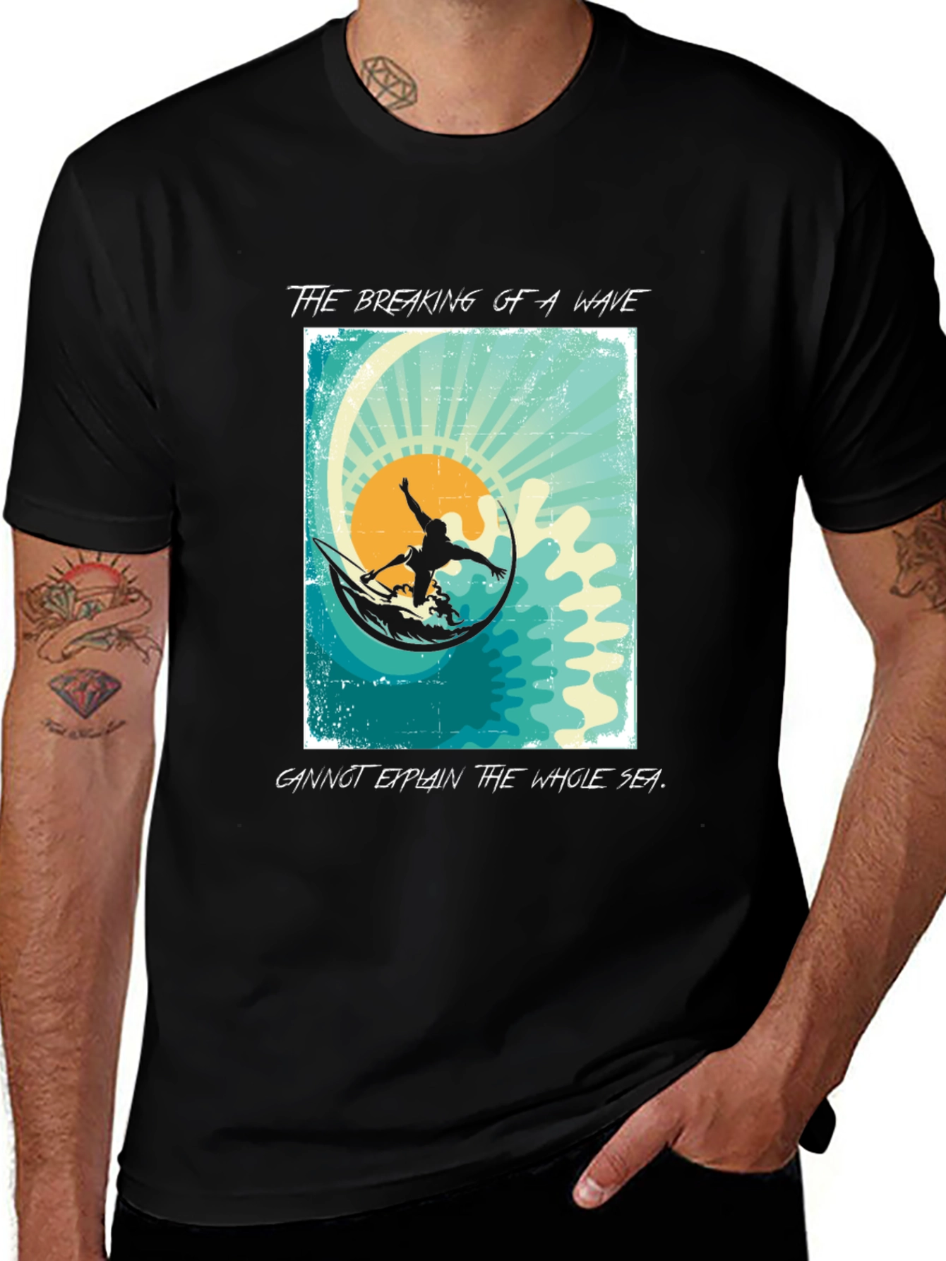 Surfer Graphic T-Shirt - Breaking Wave Design