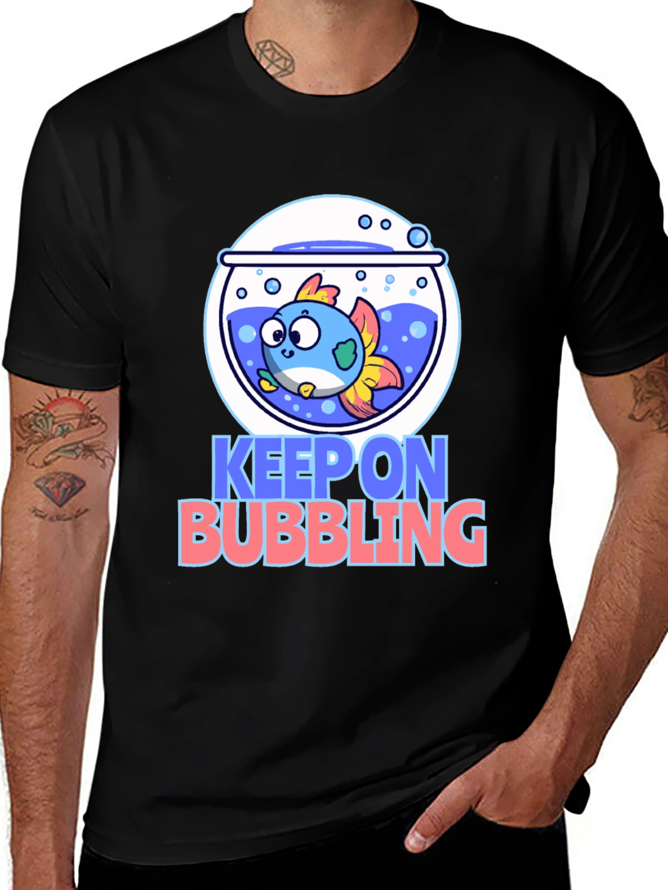 Variant 4 of Keep On Bubbling Graphic Tee - Black Cotton T-Shirt