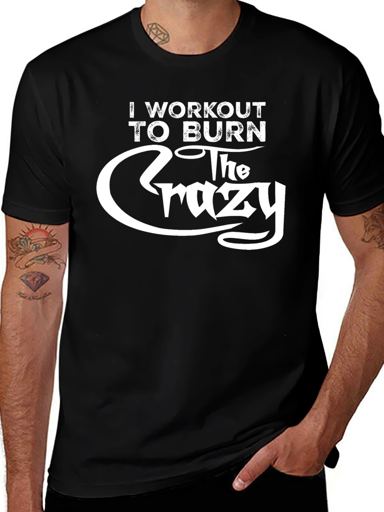 Variant 12 of Workout to Burn Crazy Black Graphic T-Shirt