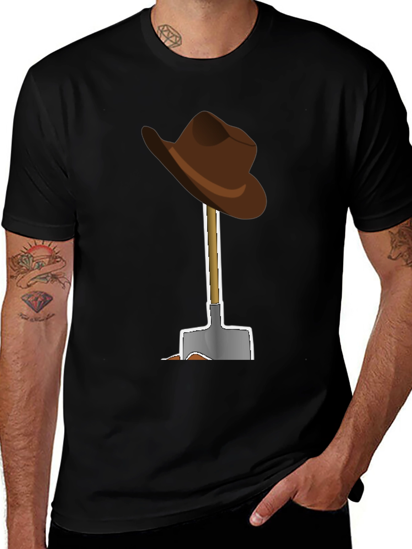 Variant 19 of Cartoon Cowboy Hat and Shovel Graphic Tee
