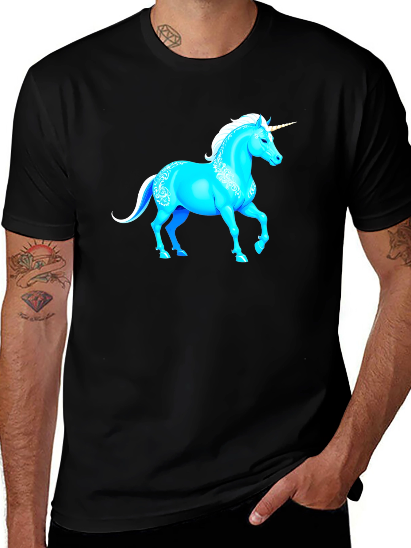 Variant 14 of Unicorn Graphic Black T-Shirt