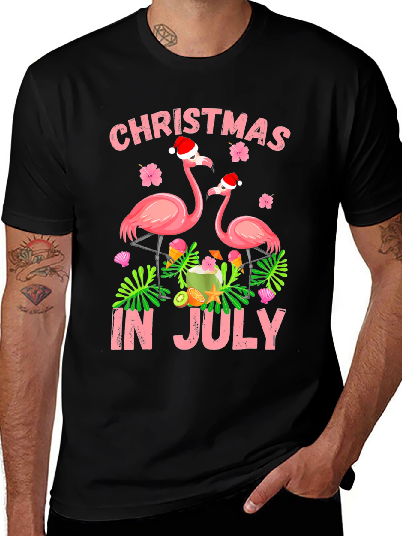 Christmas in July Flamingo T-Shirt