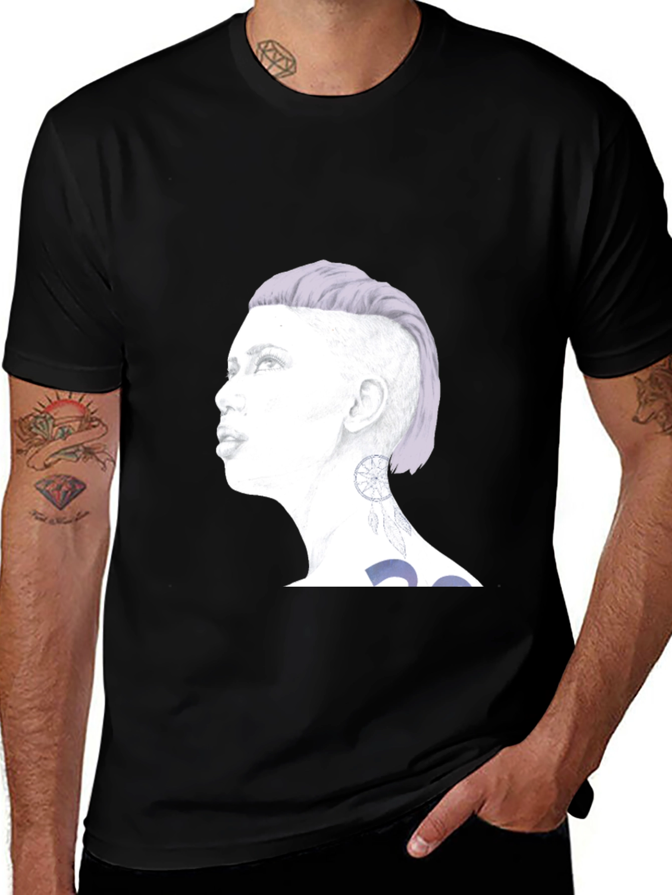 Variant 22 of Cool Black T-Shirt with Artistic Woman Portrait