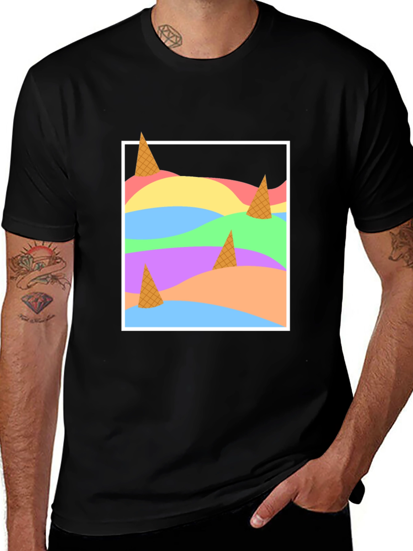 Variant 17 of Abstract Ice Cream Cones T-Shirt - Modern Art Tee