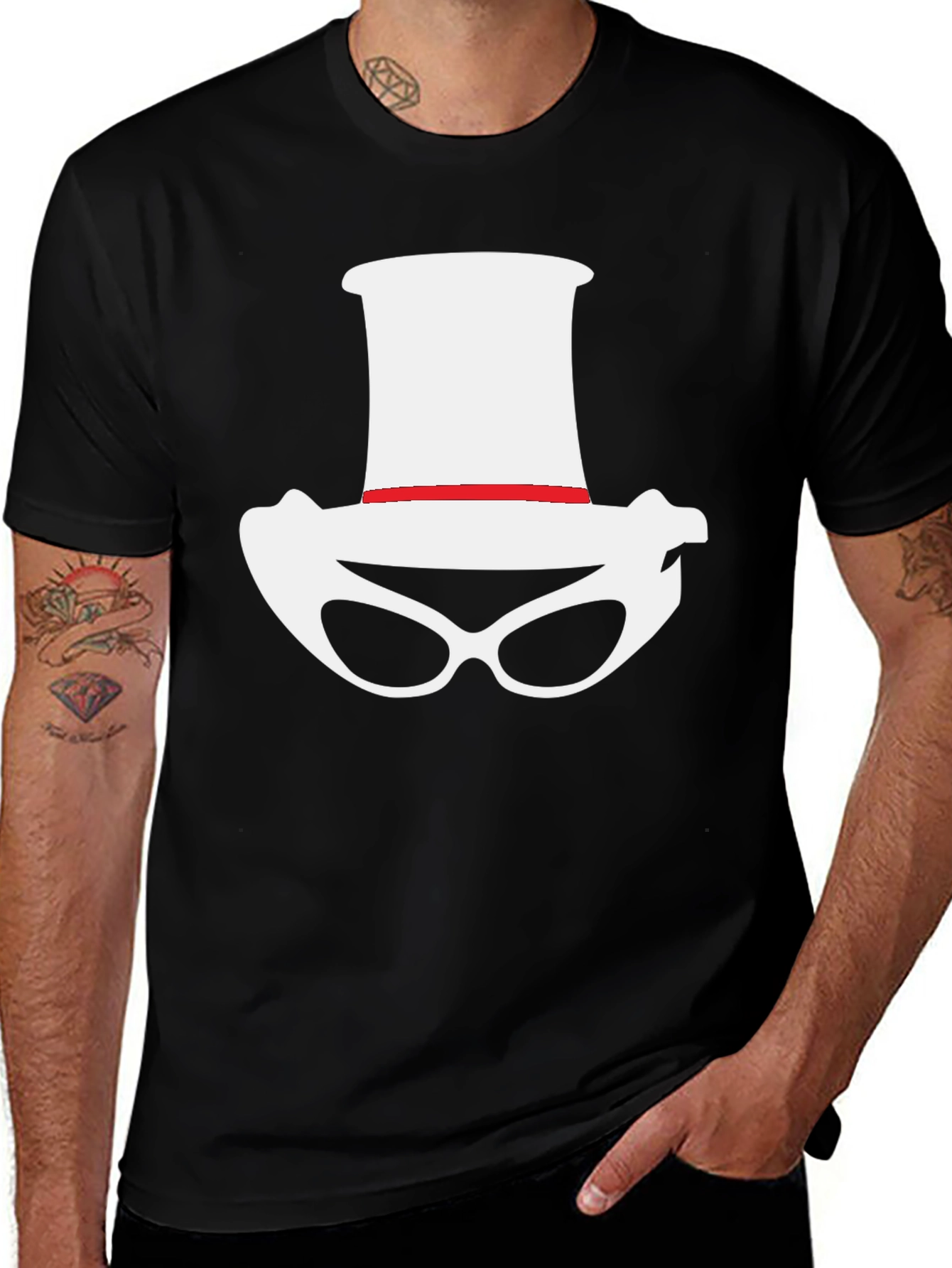 Variant 26 of Novelty Hat and Glasses Black T-Shirt