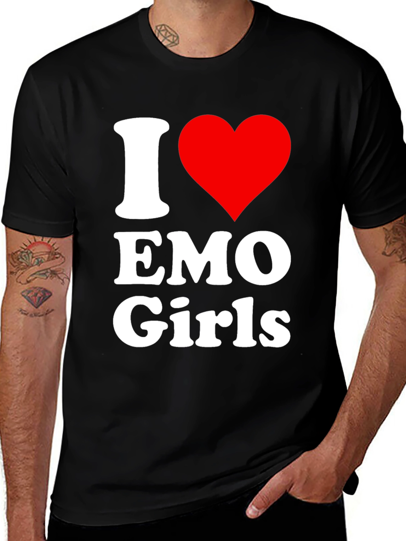 Variant 18 of I Heart Emo Girls Graphic T-Shirt - Black