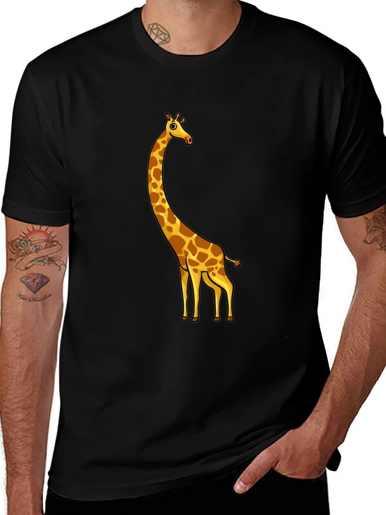 Variant 16 of Giraffe Graphic Tee - Black