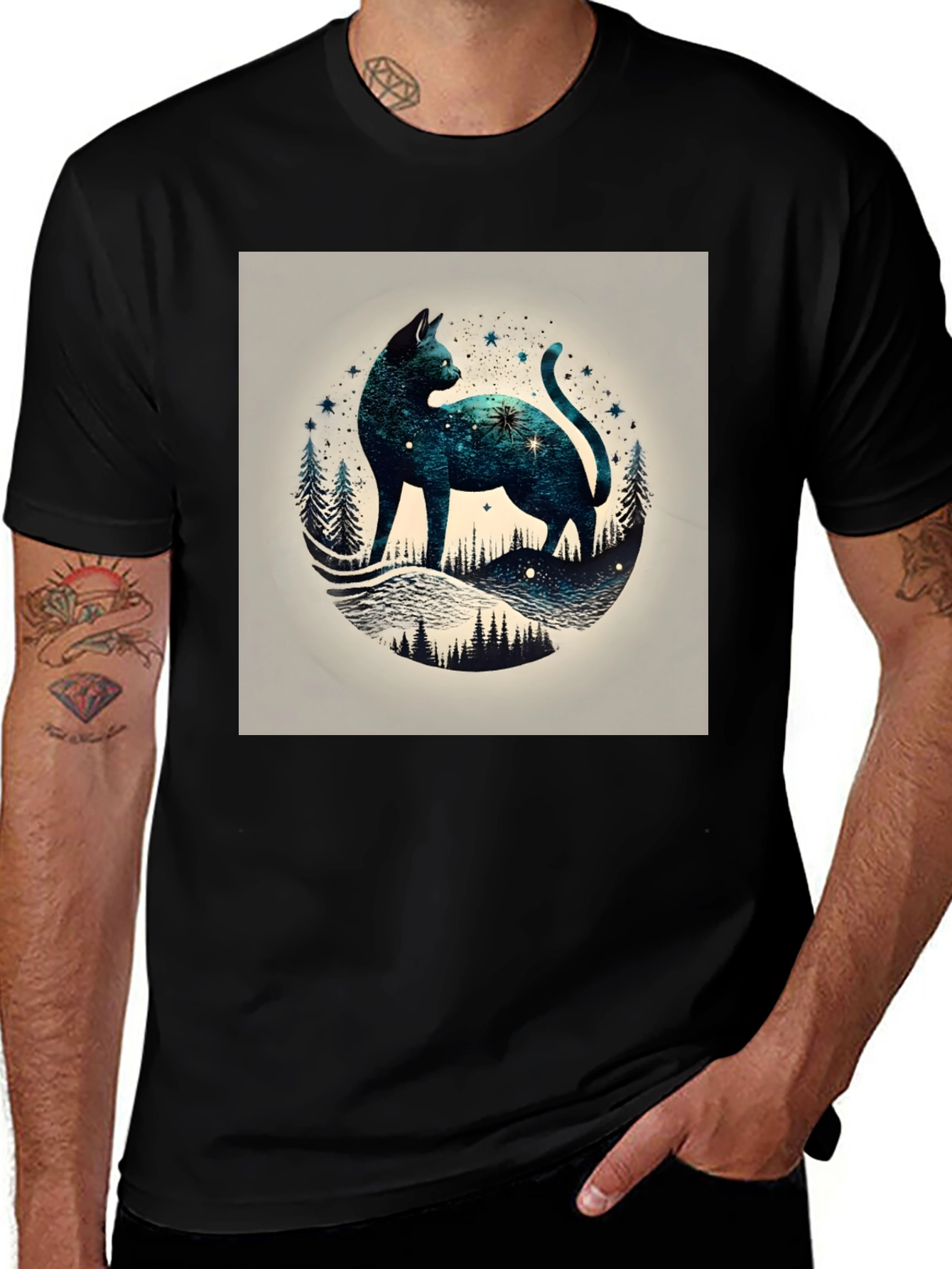 Variant 19 of Celestial Cat T-Shirt - Galaxy Design